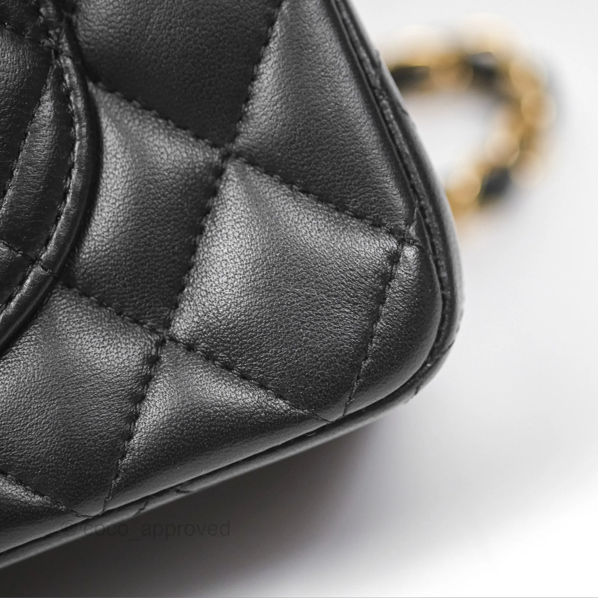 Chanel Small Classic Flap Quilted Black Lambskin Gold Hardware