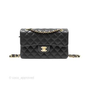 Chanel Small Classic Flap Quilted Black Lambskin Gold Hardware