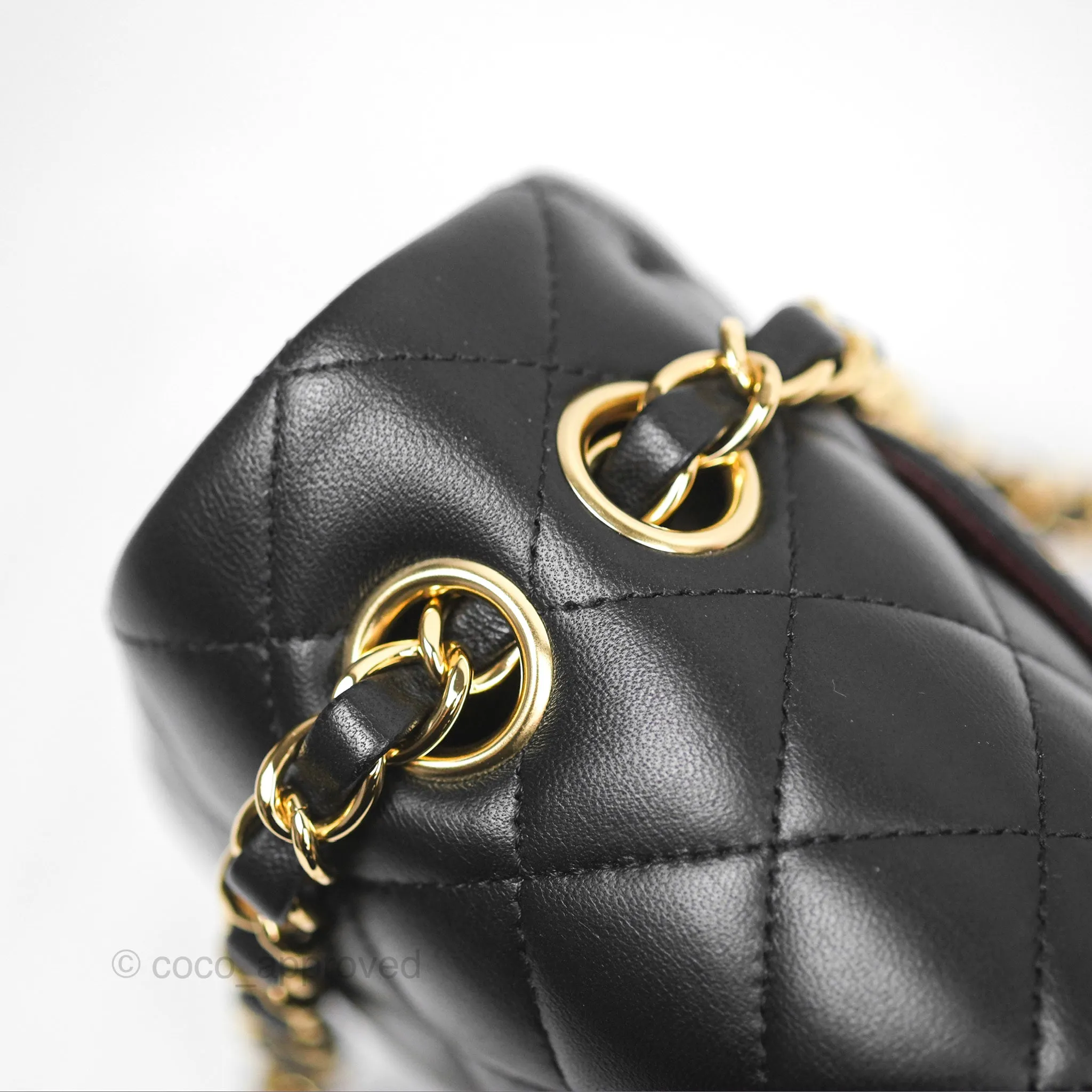Chanel Small Classic Flap Quilted Black Lambskin Gold Hardware