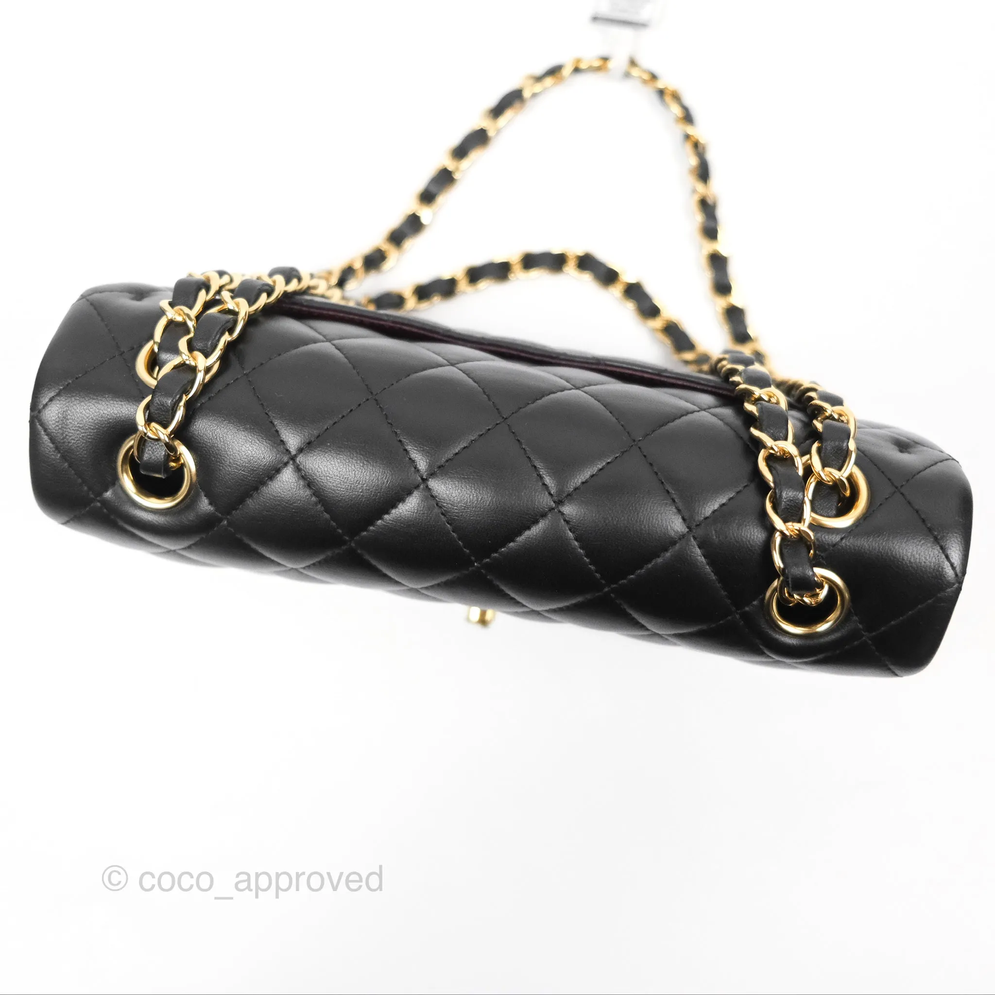 Chanel Small Classic Flap Quilted Black Lambskin Gold Hardware