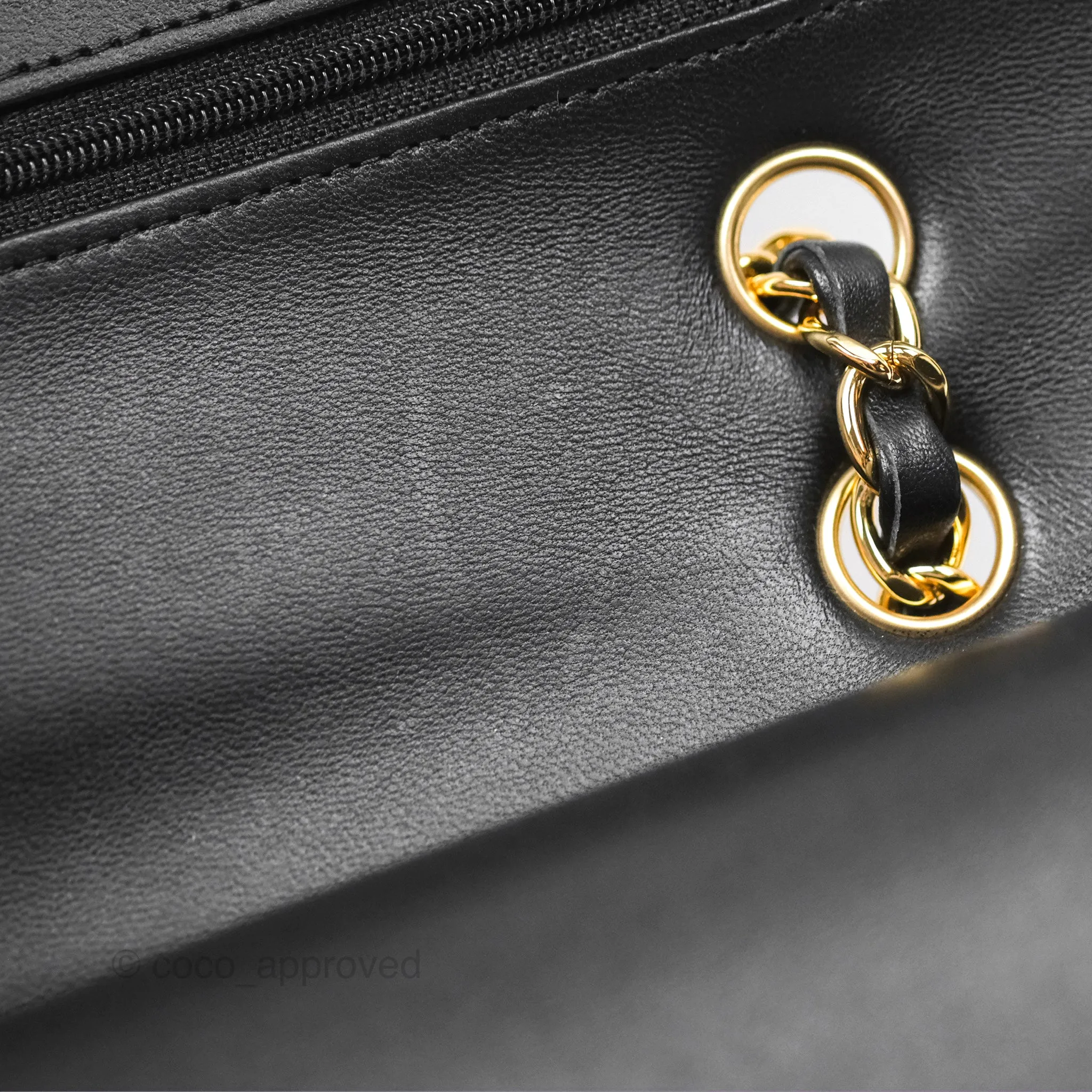 Chanel Small Classic Flap Quilted Black Lambskin Gold Hardware