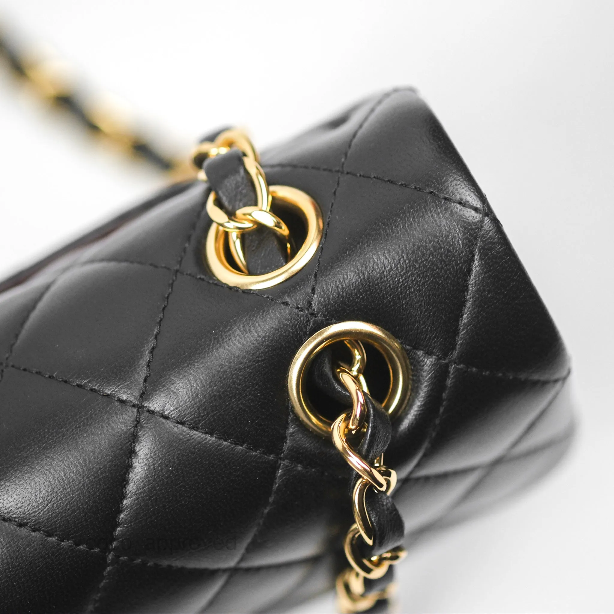 Chanel Small Classic Flap Quilted Black Lambskin Gold Hardware