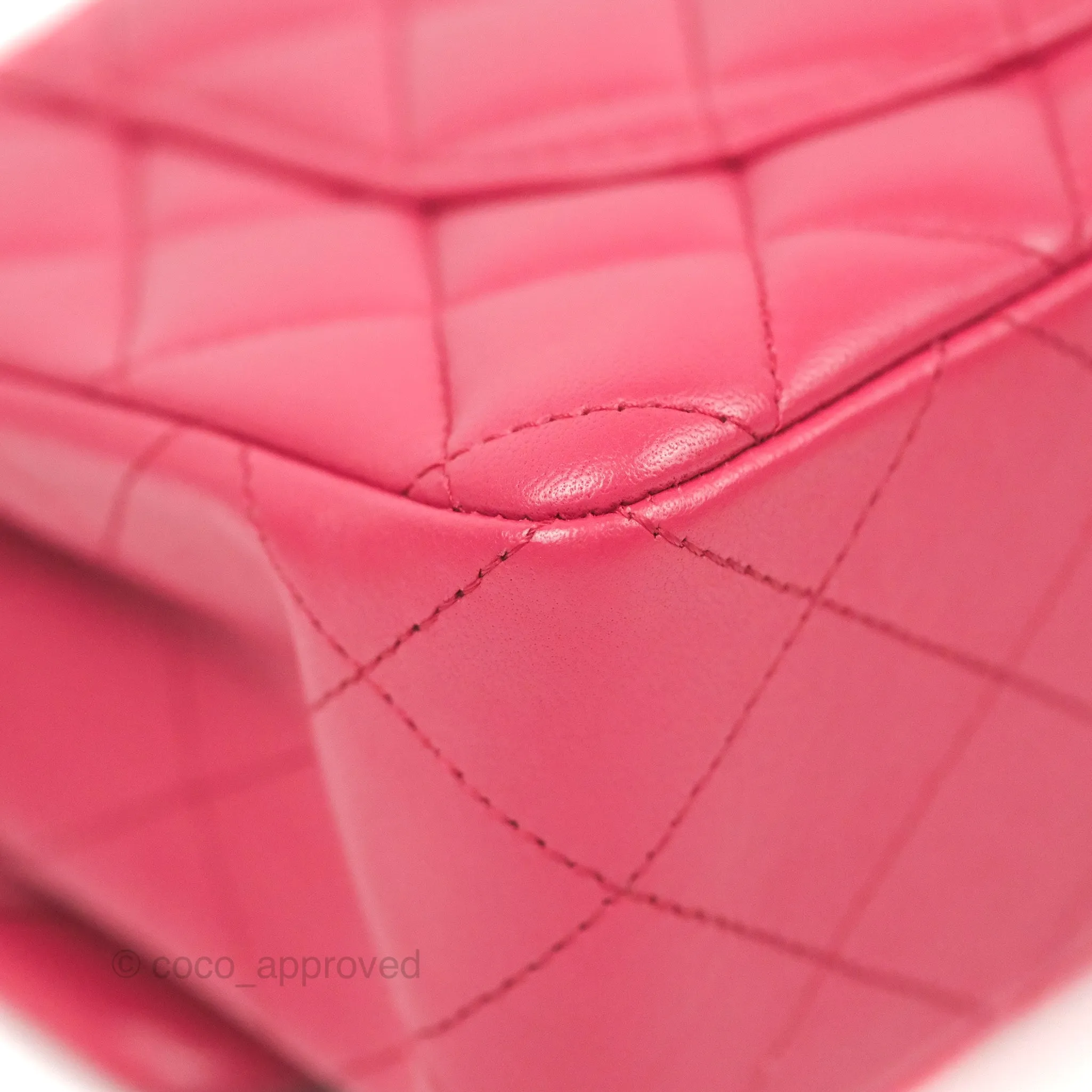 Chanel Small Classic Flap Quilted Dark Rosy Pink Lambskin Silver Hardware