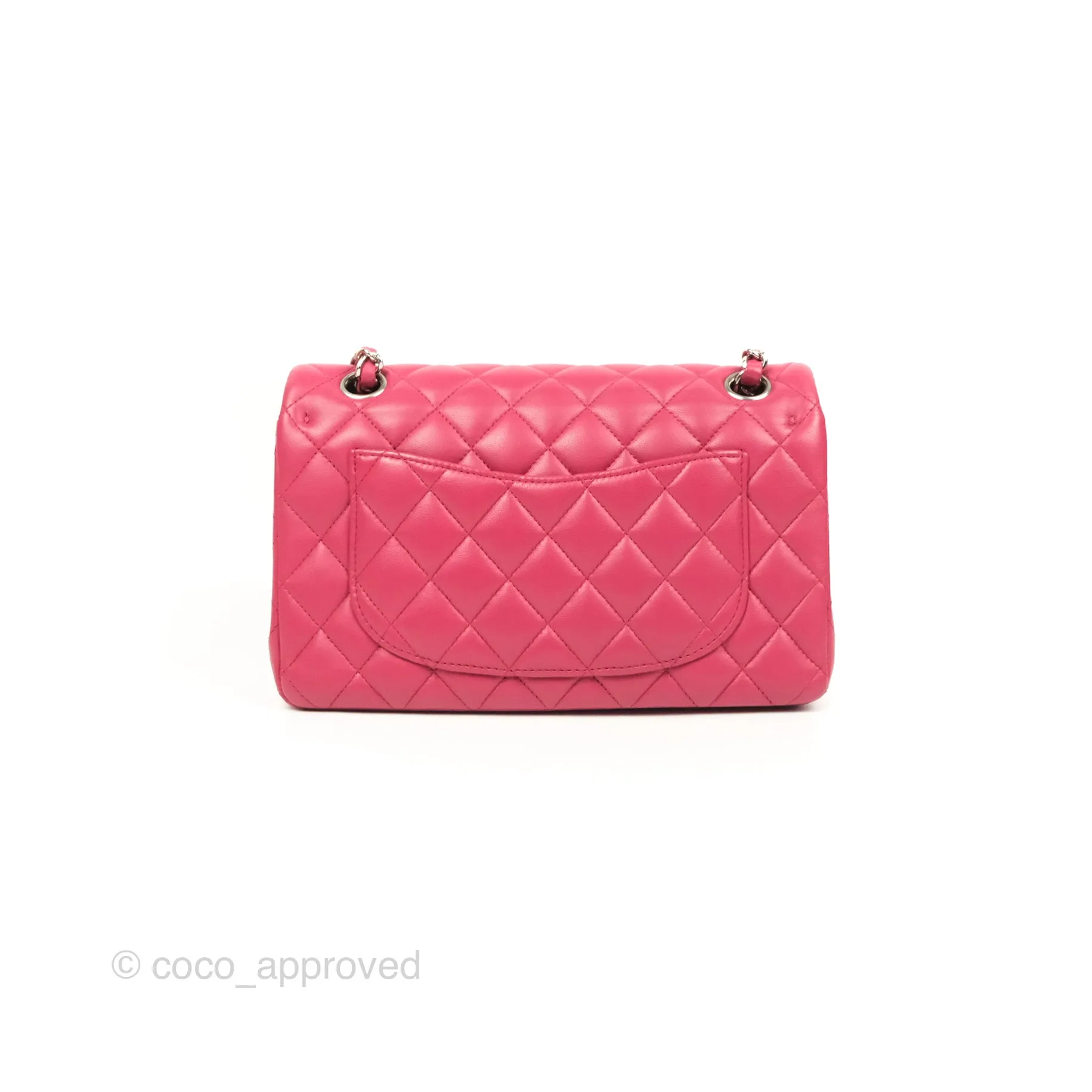 Chanel Small Classic Flap Quilted Dark Rosy Pink Lambskin Silver Hardware
