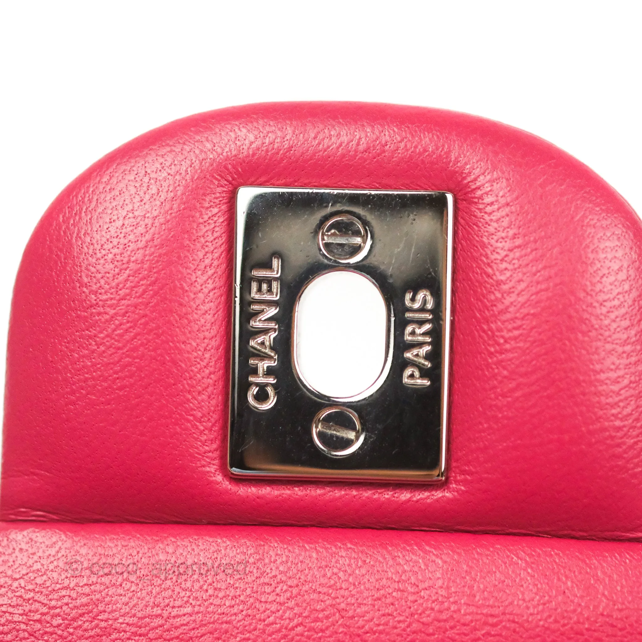 Chanel Small Classic Flap Quilted Dark Rosy Pink Lambskin Silver Hardware