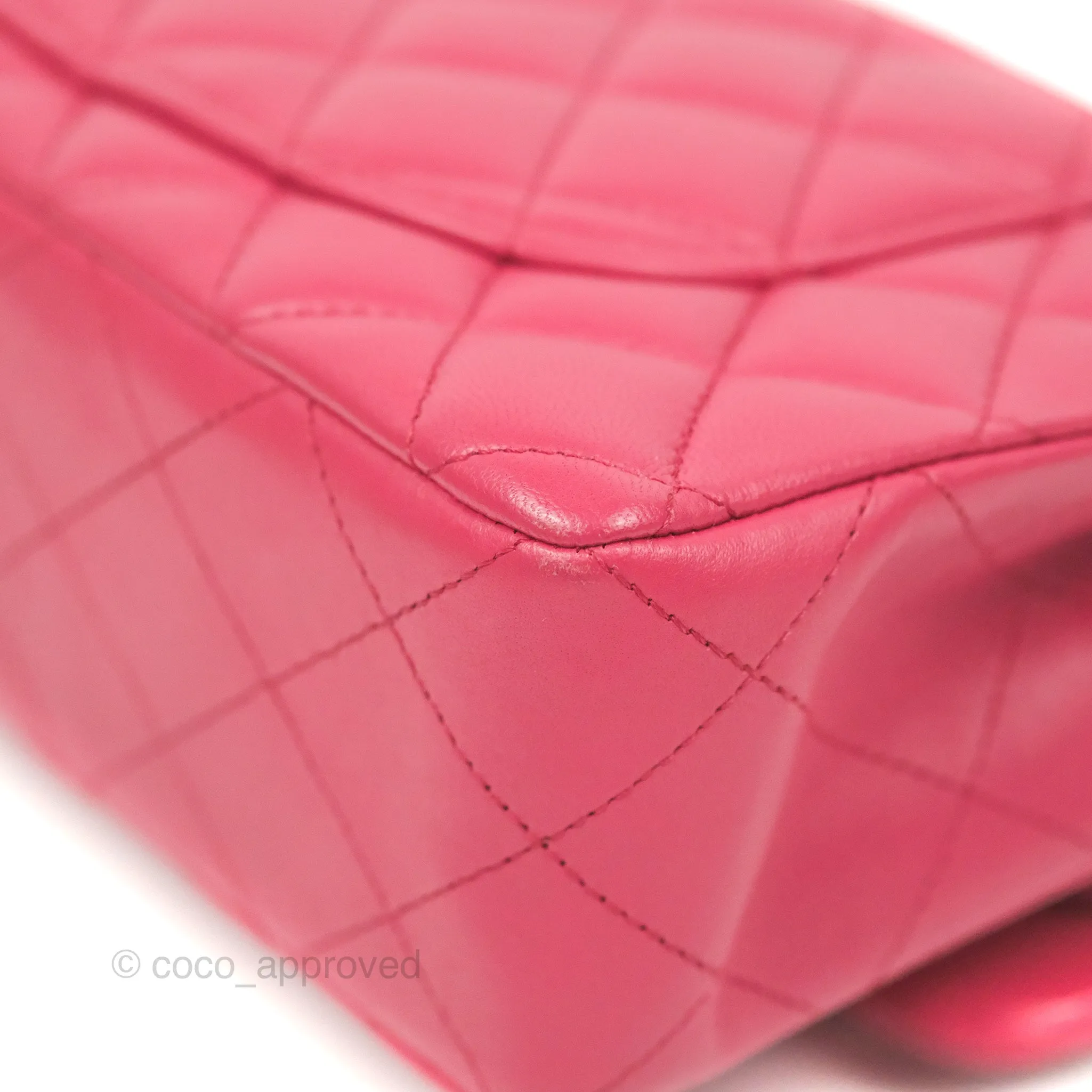 Chanel Small Classic Flap Quilted Dark Rosy Pink Lambskin Silver Hardware