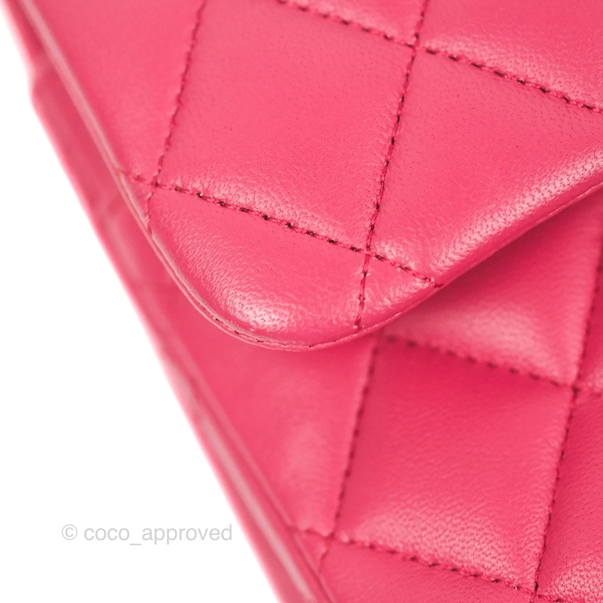 Chanel Small Classic Flap Quilted Dark Rosy Pink Lambskin Silver Hardware
