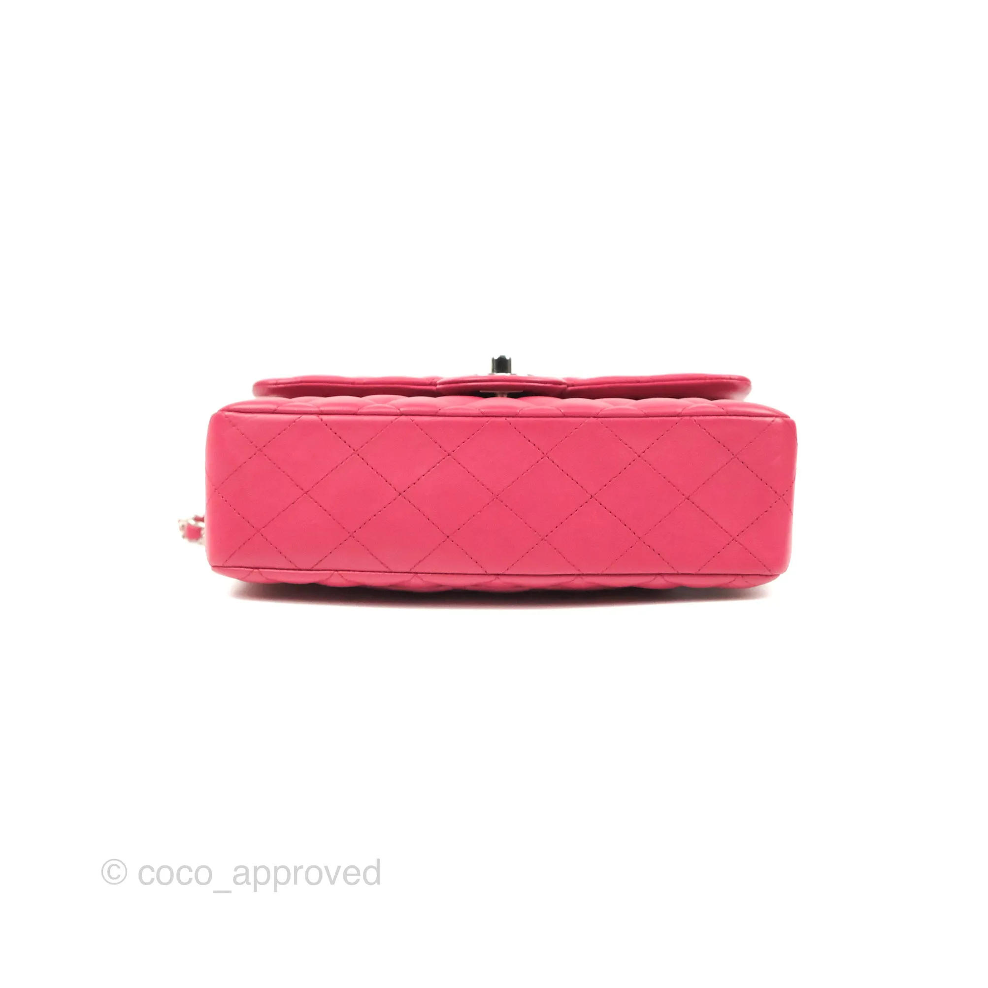 Chanel Small Classic Flap Quilted Dark Rosy Pink Lambskin Silver Hardware