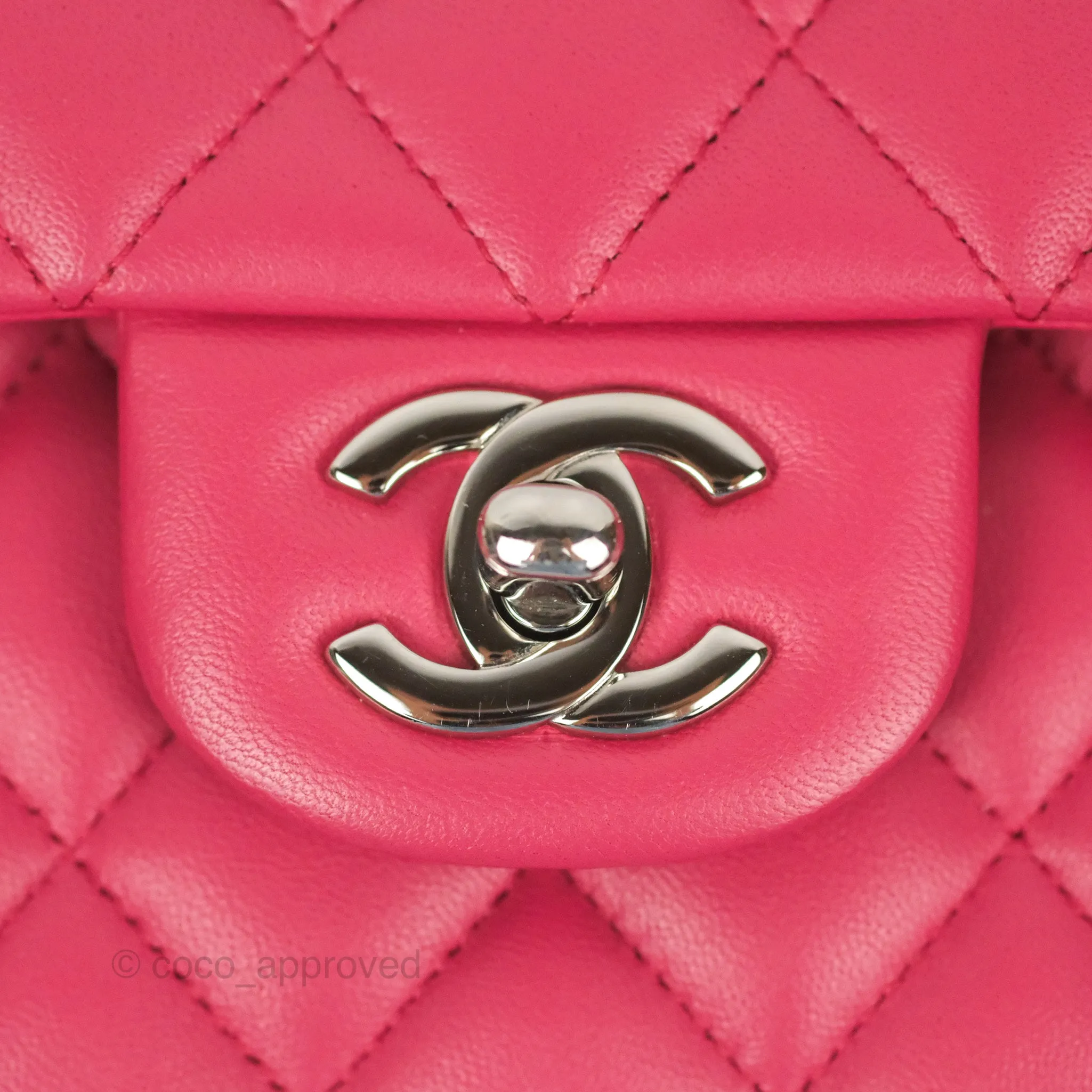 Chanel Small Classic Flap Quilted Dark Rosy Pink Lambskin Silver Hardware
