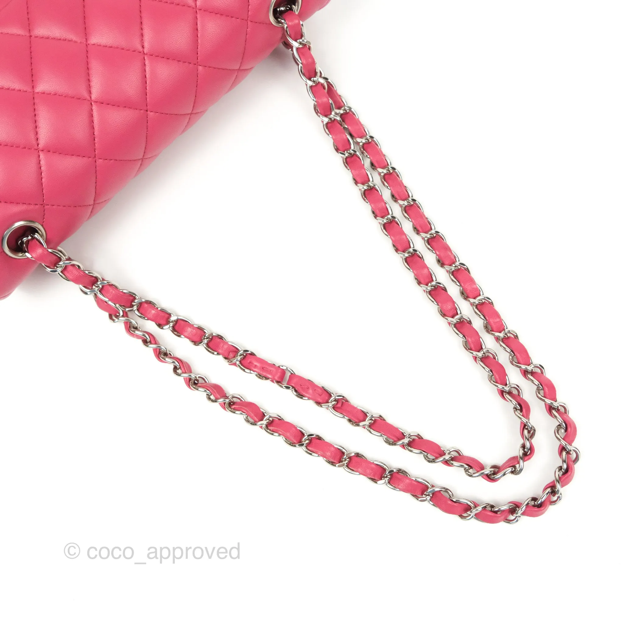Chanel Small Classic Flap Quilted Dark Rosy Pink Lambskin Silver Hardware