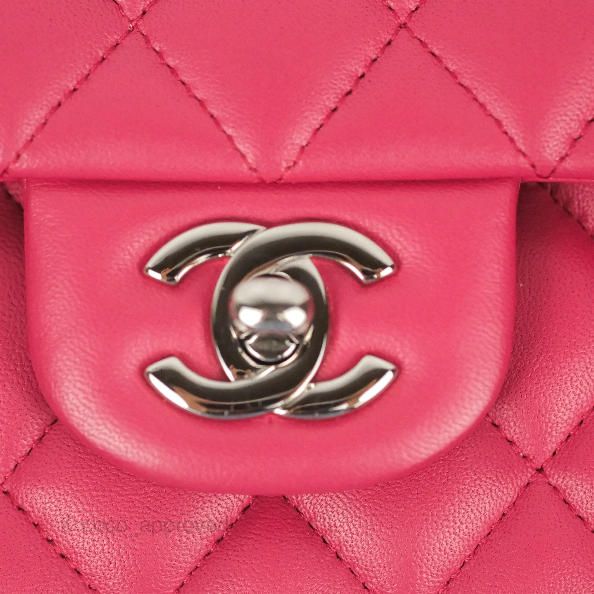 Chanel Small Classic Flap Quilted Dark Rosy Pink Lambskin Silver Hardware
