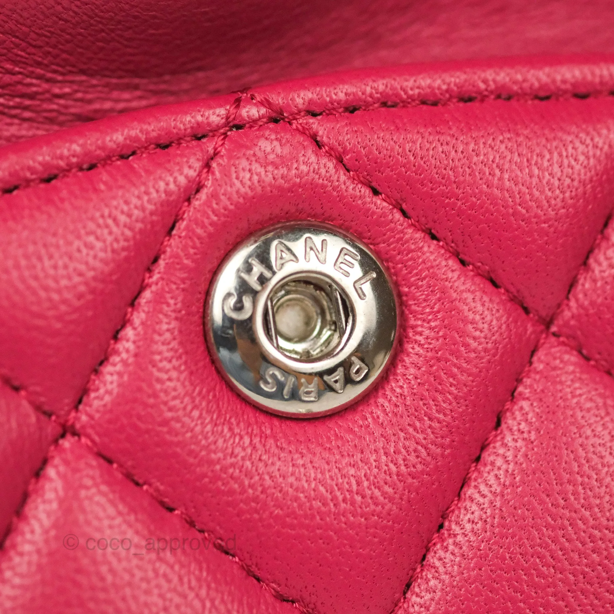 Chanel Small Classic Flap Quilted Dark Rosy Pink Lambskin Silver Hardware