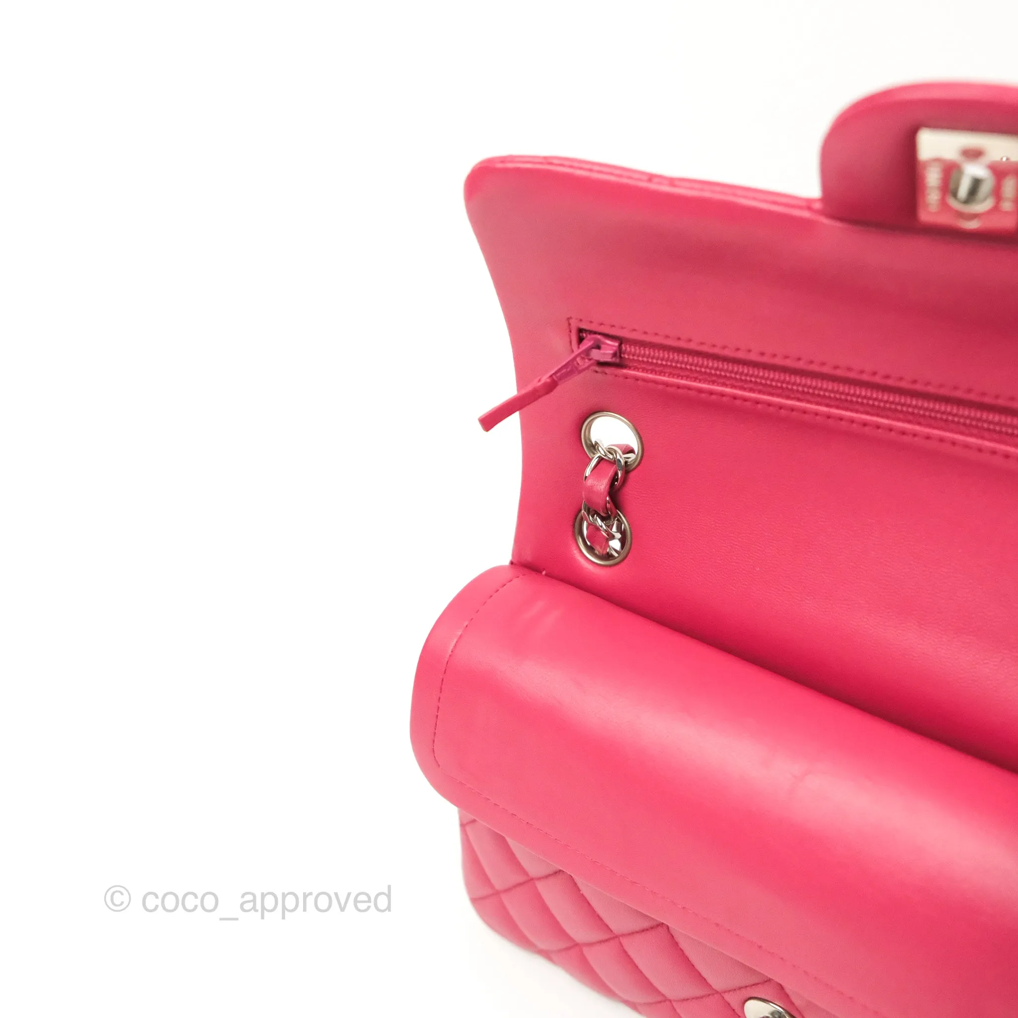 Chanel Small Classic Flap Quilted Dark Rosy Pink Lambskin Silver Hardware
