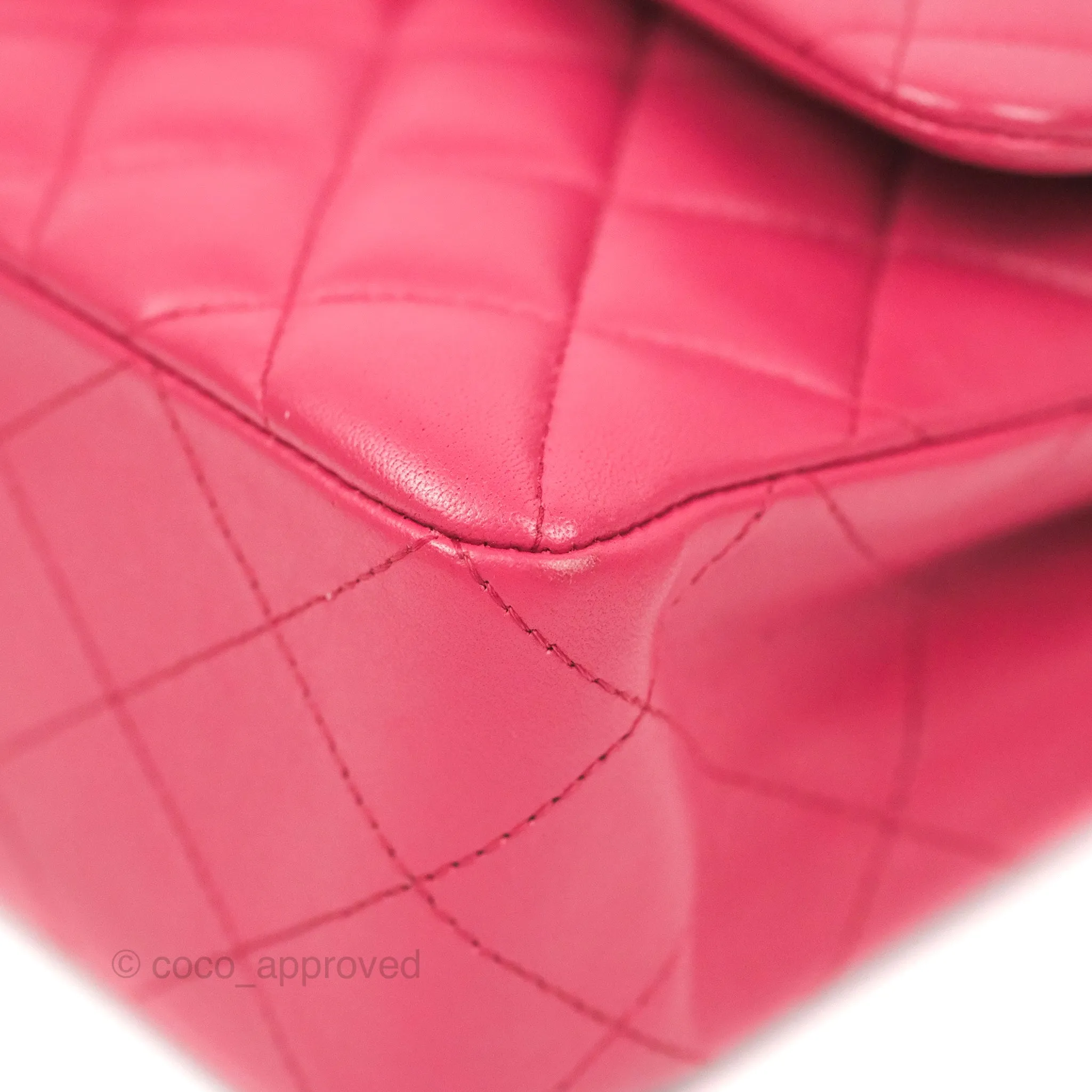 Chanel Small Classic Flap Quilted Dark Rosy Pink Lambskin Silver Hardware