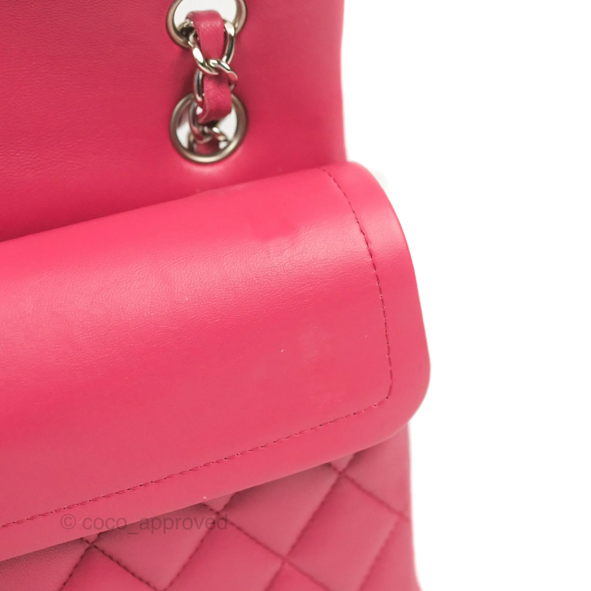 Chanel Small Classic Flap Quilted Dark Rosy Pink Lambskin Silver Hardware
