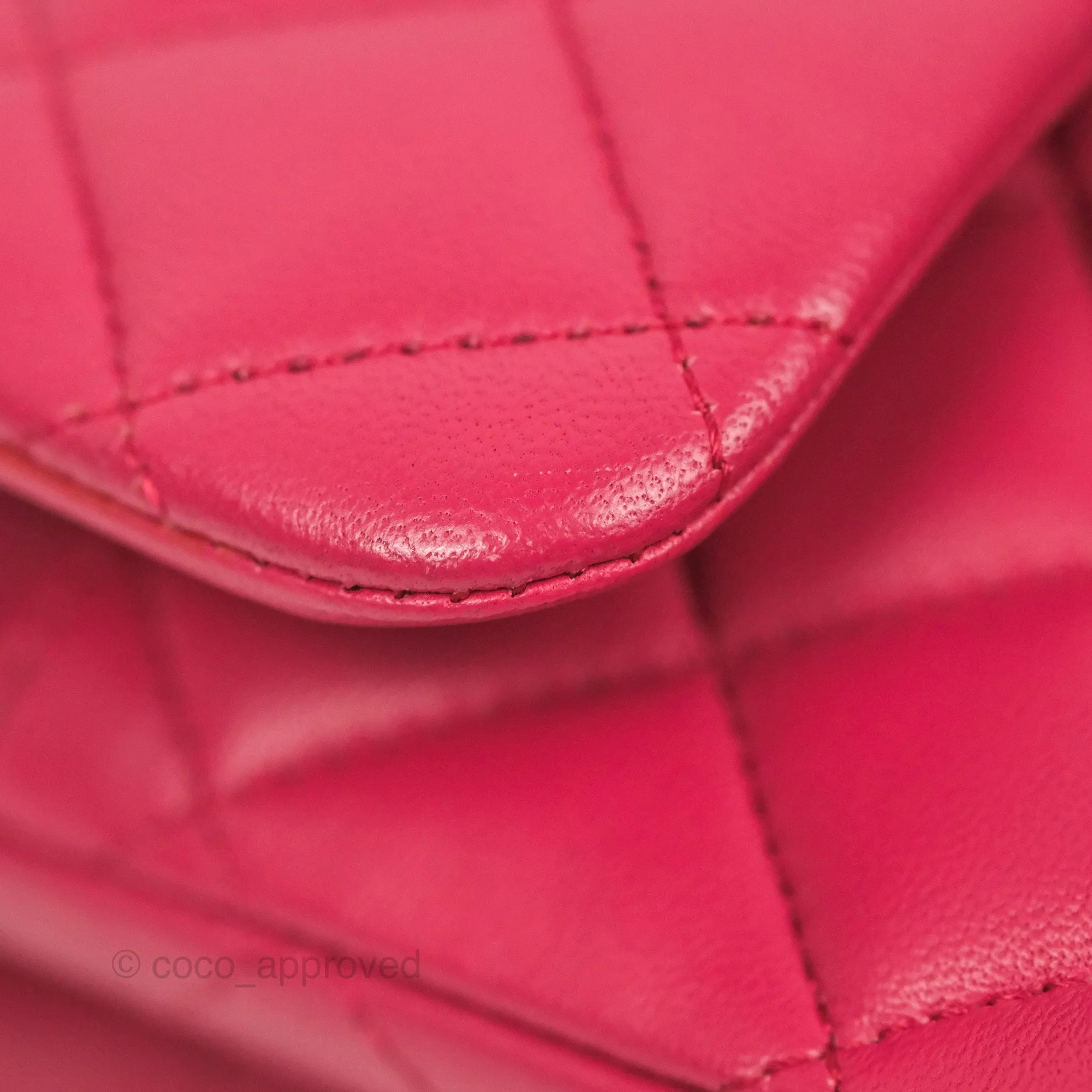 Chanel Small Classic Flap Quilted Dark Rosy Pink Lambskin Silver Hardware