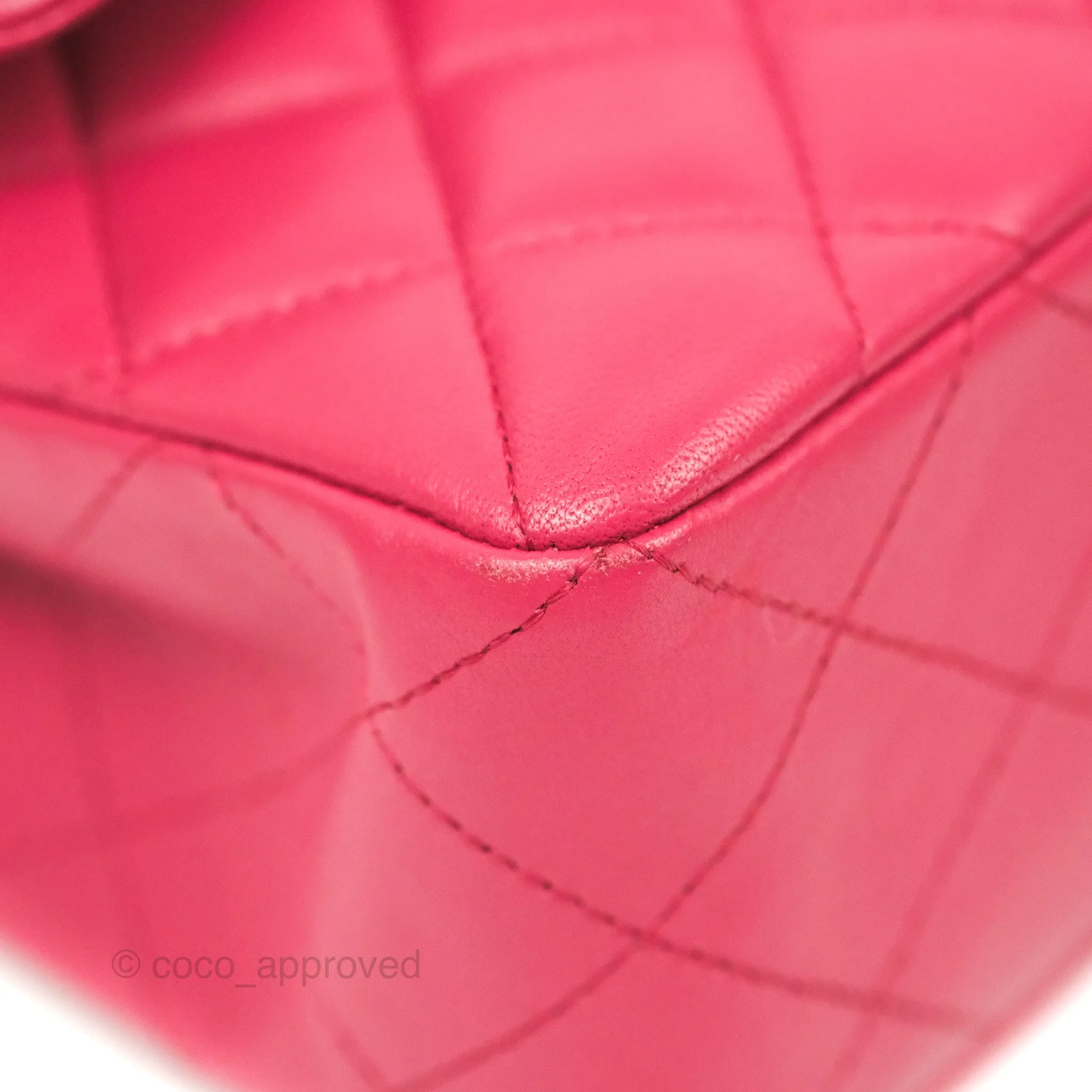 Chanel Small Classic Flap Quilted Dark Rosy Pink Lambskin Silver Hardware