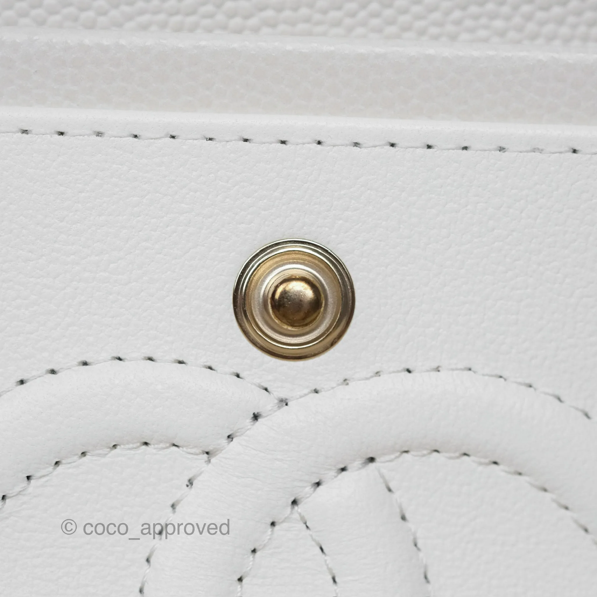 Chanel Small Classic Flap Quilted Ivory White Caviar Gold Hardware