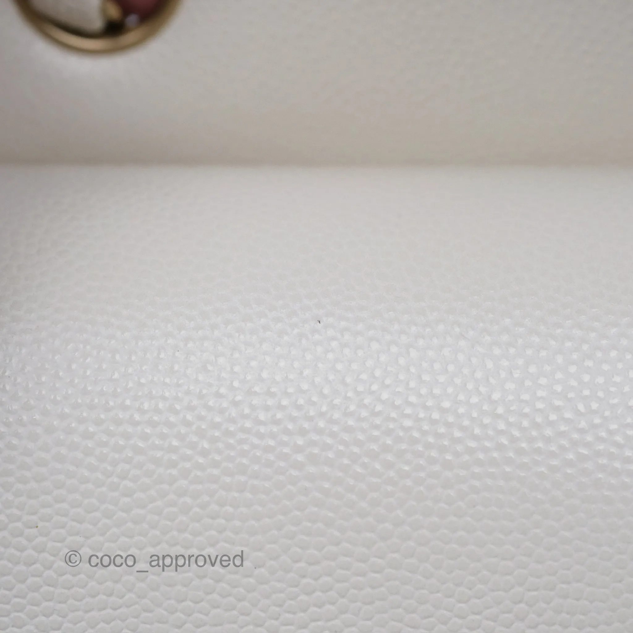Chanel Small Classic Flap Quilted Ivory White Caviar Gold Hardware