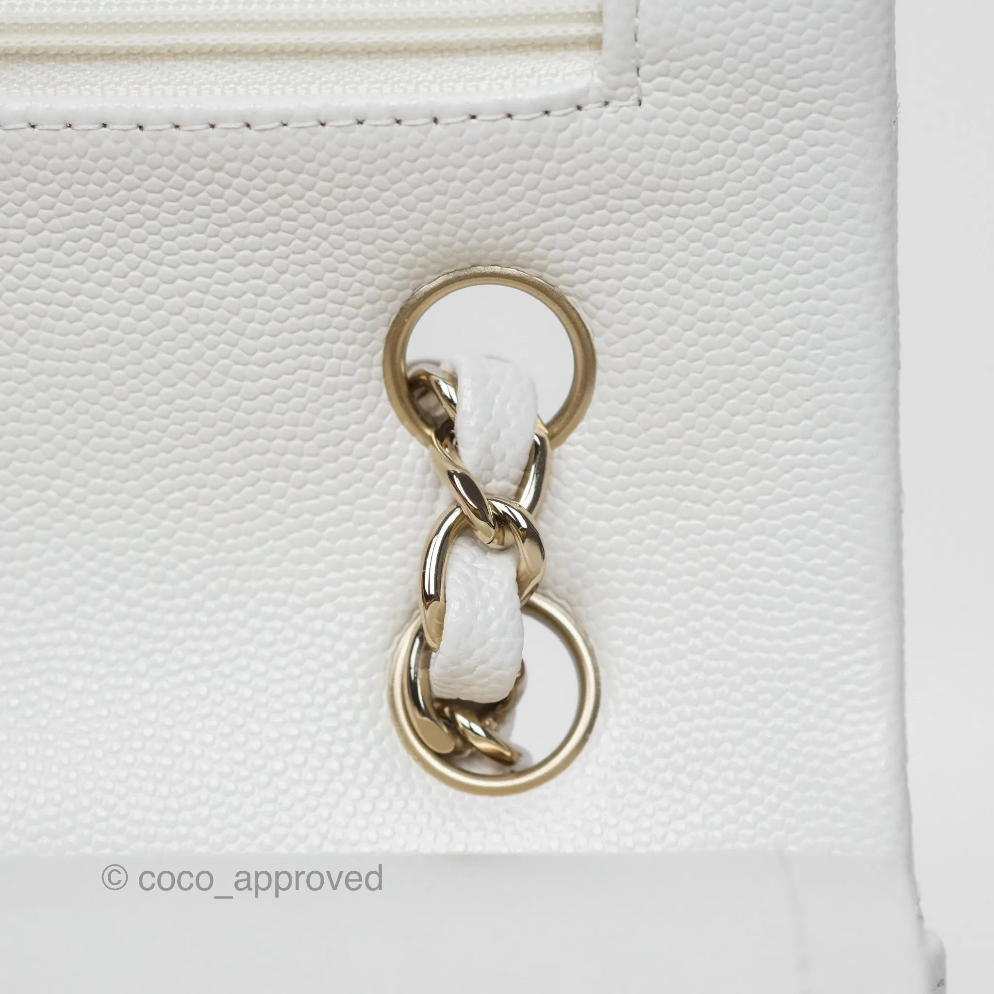 Chanel Small Classic Flap Quilted Ivory White Caviar Gold Hardware