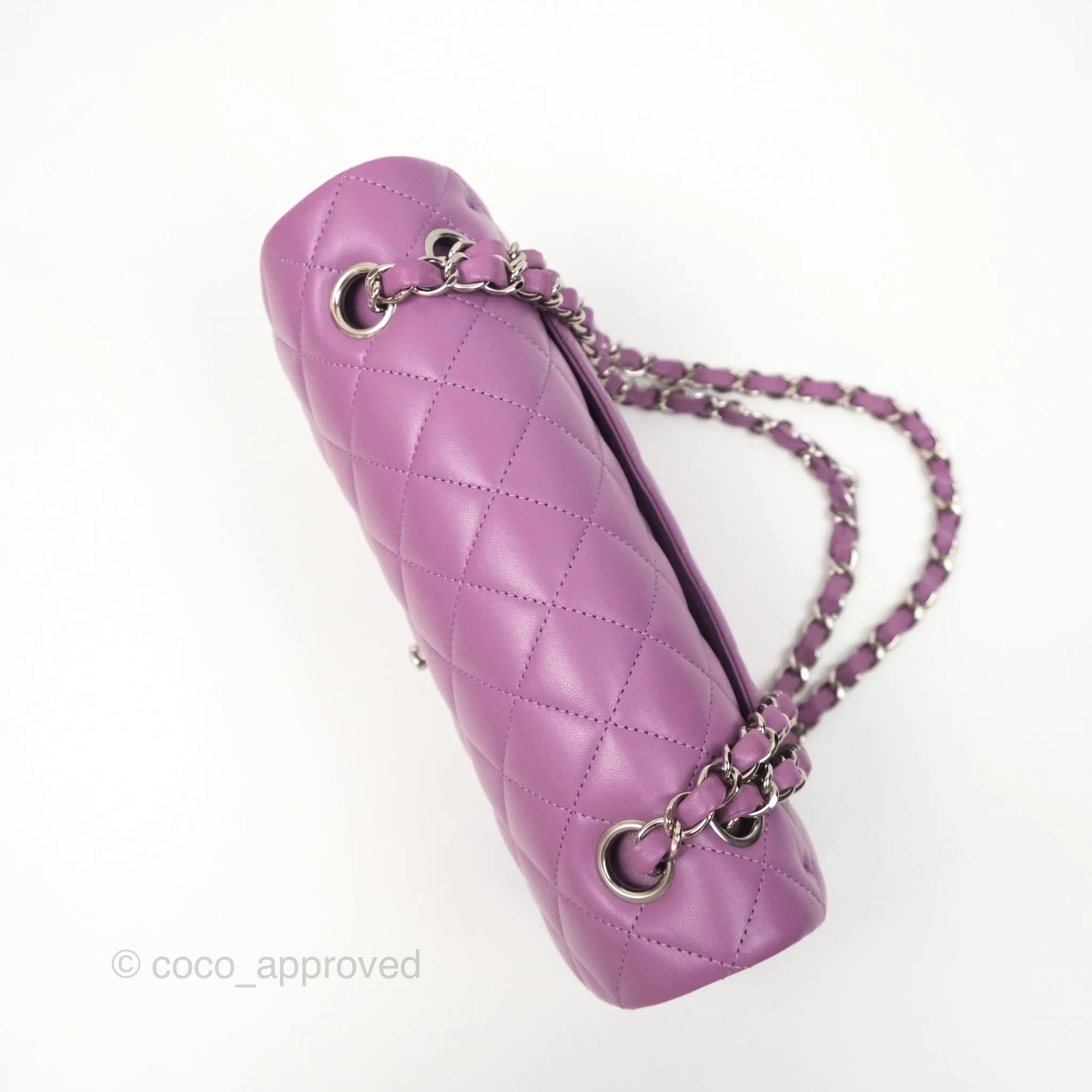 Chanel Small Classic Flap Quilted Purple Lambskin Silver Hardware