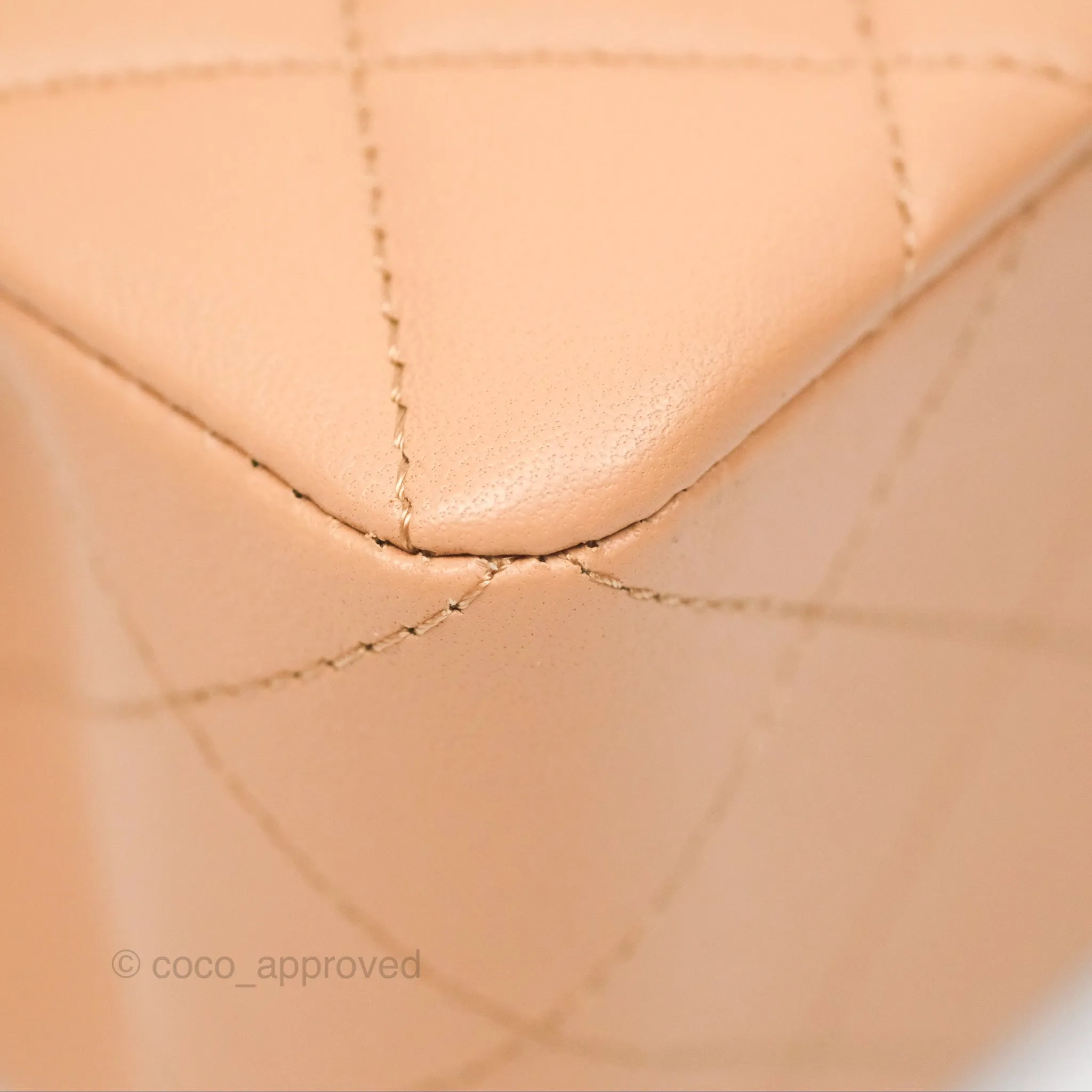 Chanel Small Classic Quilted Flap Beige Lambskin Gold Hardware 23K