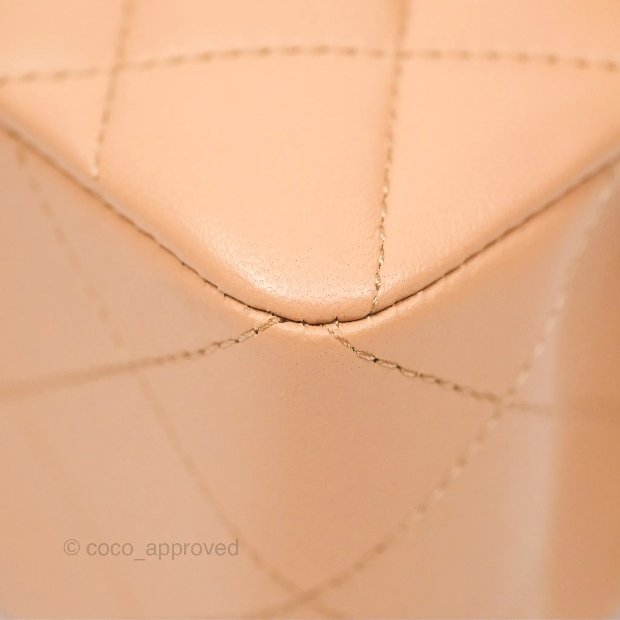 Chanel Small Classic Quilted Flap Beige Lambskin Gold Hardware 23K