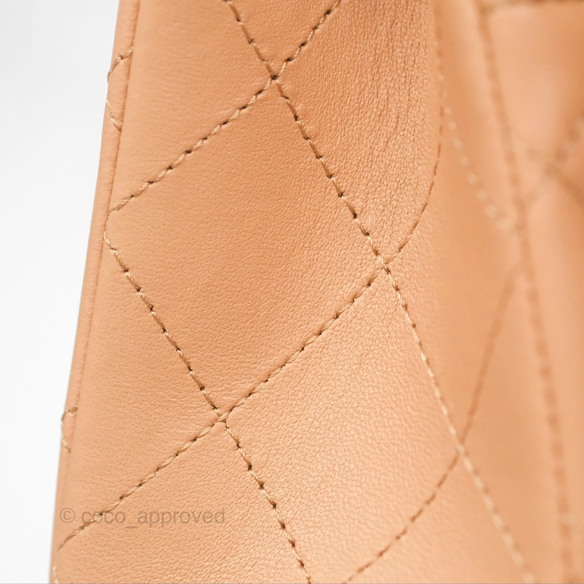 Chanel Small Classic Quilted Flap Beige Lambskin Gold Hardware 23K