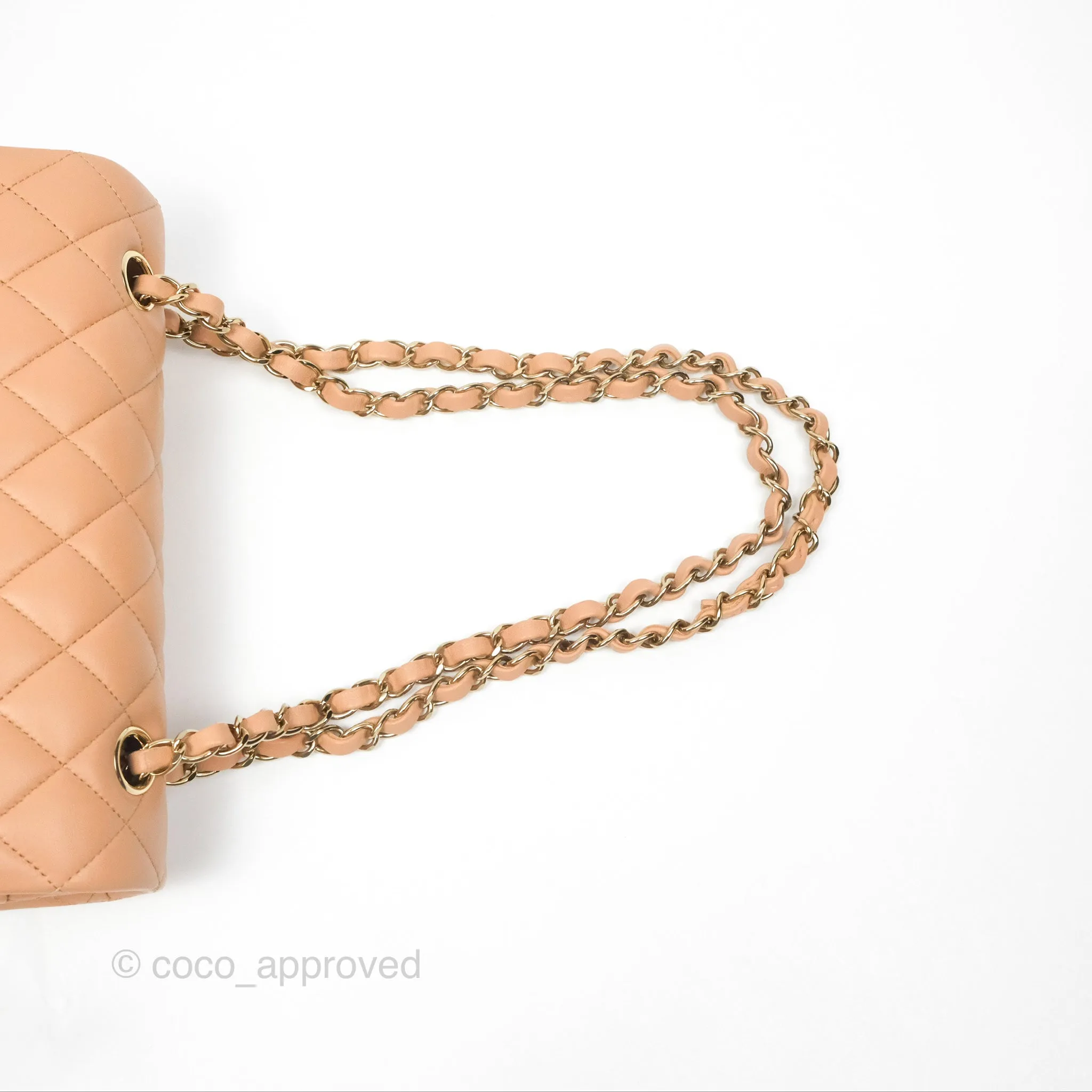 Chanel Small Classic Quilted Flap Beige Lambskin Gold Hardware 23K