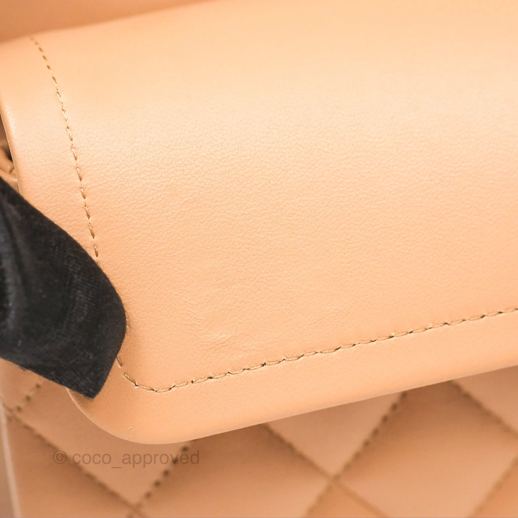 Chanel Small Classic Quilted Flap Beige Lambskin Gold Hardware 23K