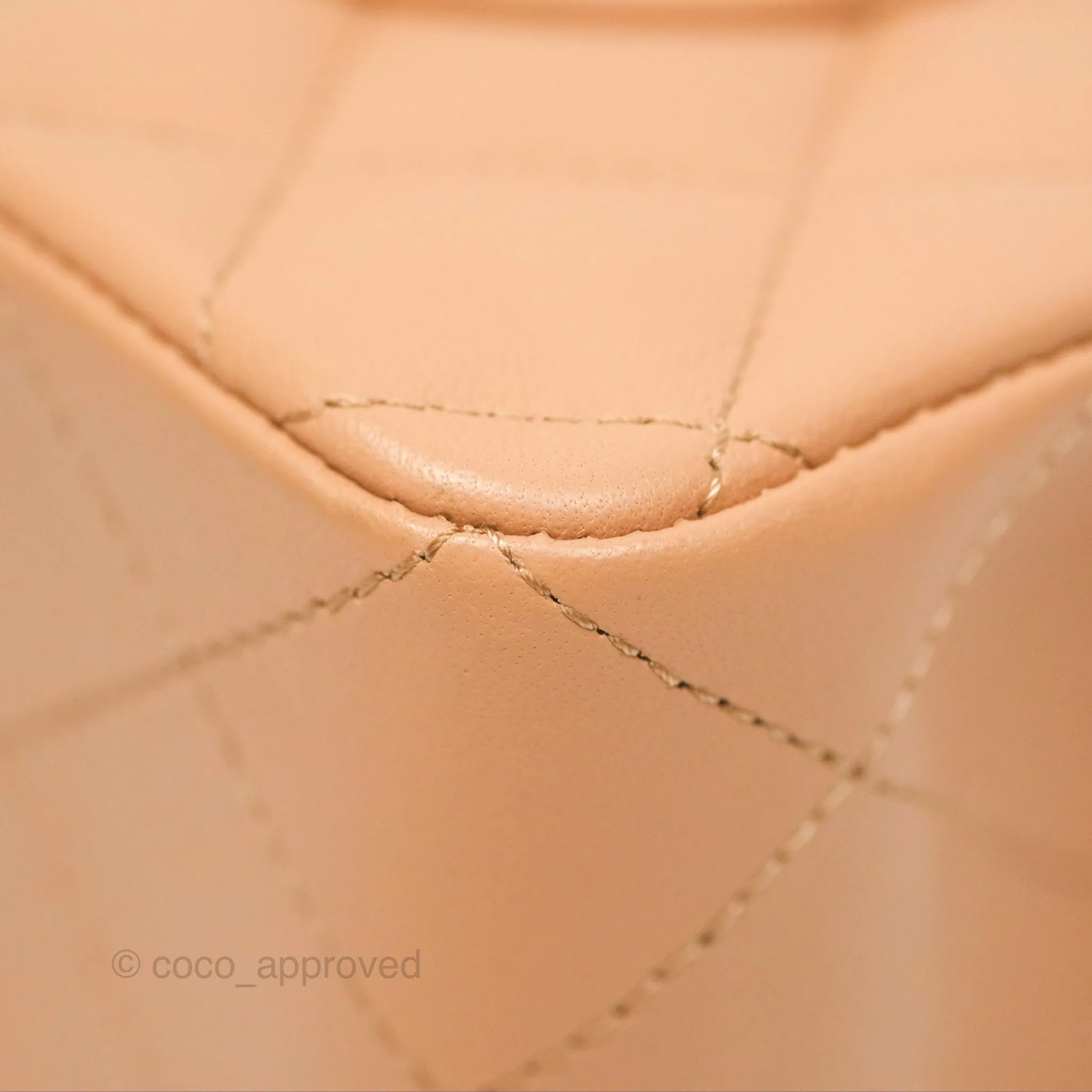 Chanel Small Classic Quilted Flap Beige Lambskin Gold Hardware 23K