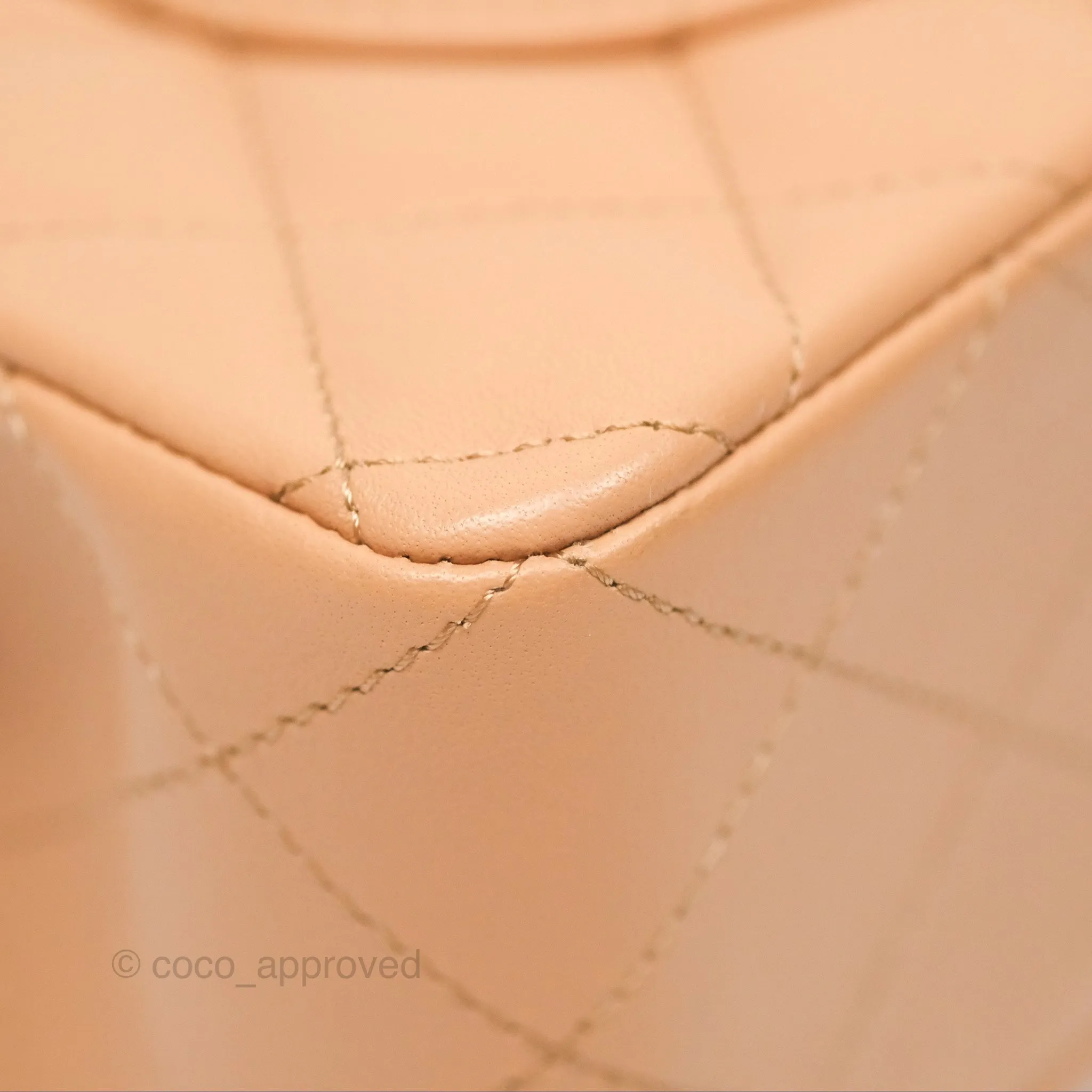 Chanel Small Classic Quilted Flap Beige Lambskin Gold Hardware 23K