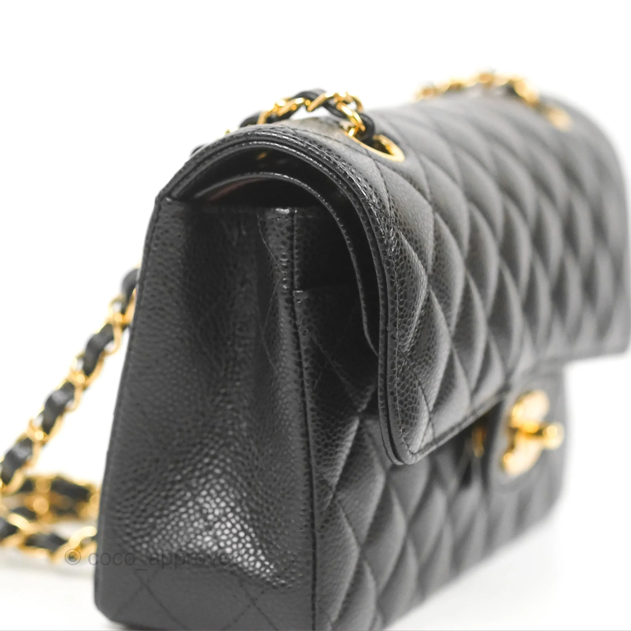 Chanel Small Classic Quilted Flap Black Caviar Gold Hardware