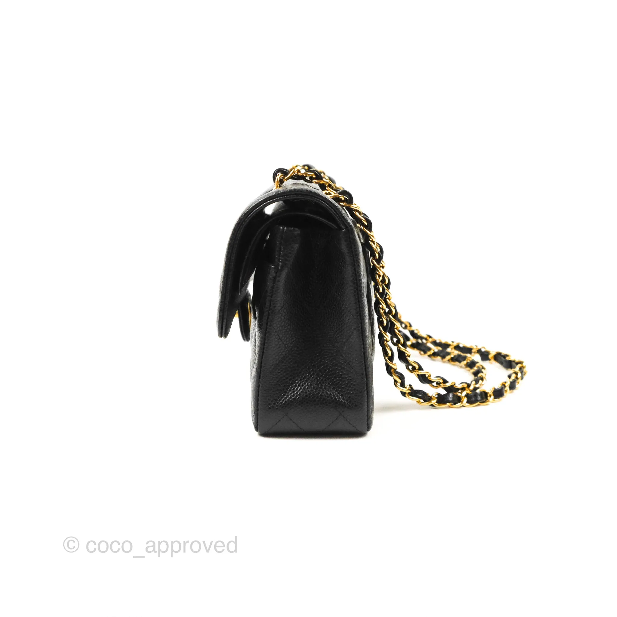 Chanel Small Classic Quilted Flap Black Caviar Gold Hardware