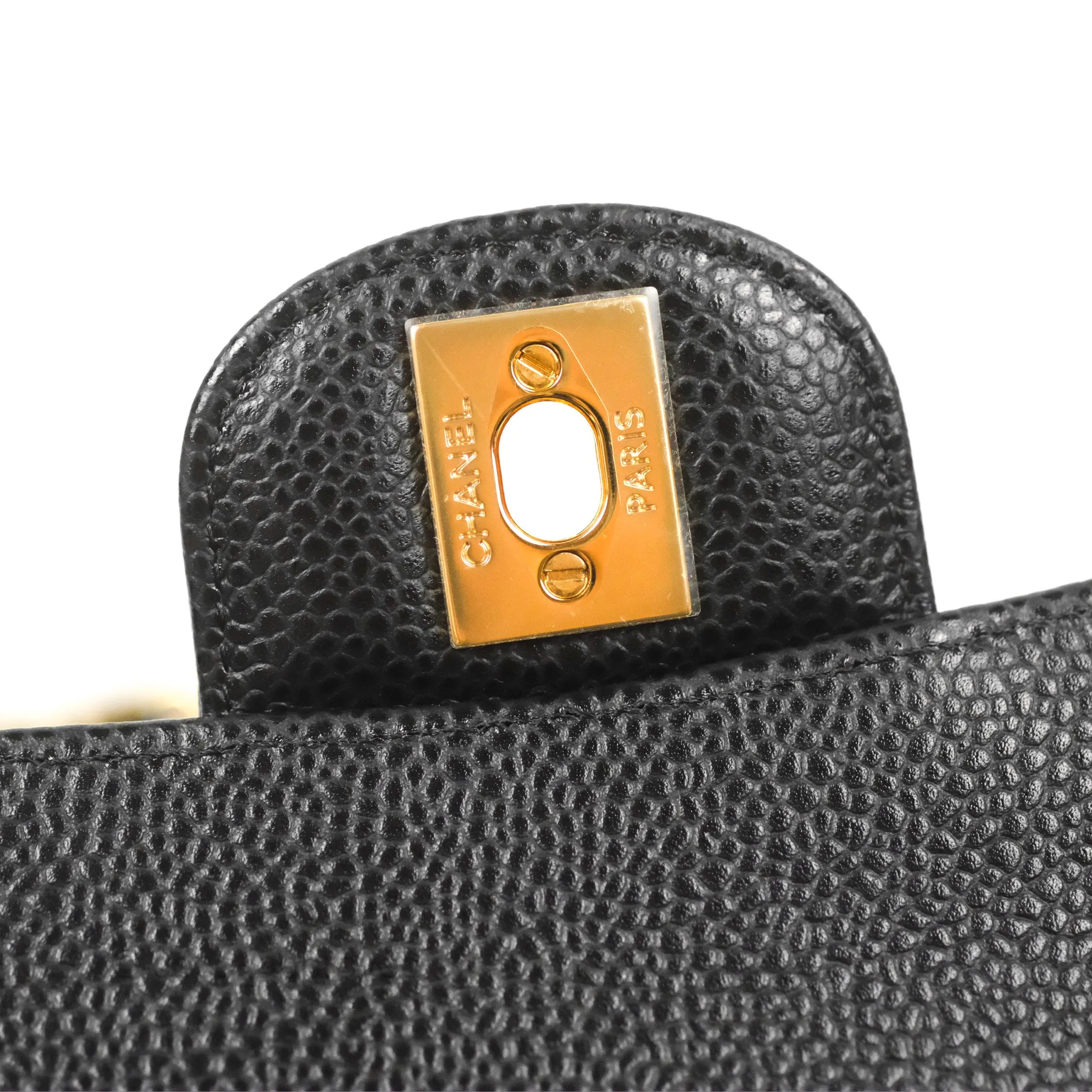 Chanel Small Classic Quilted Flap Black Caviar Gold Hardware