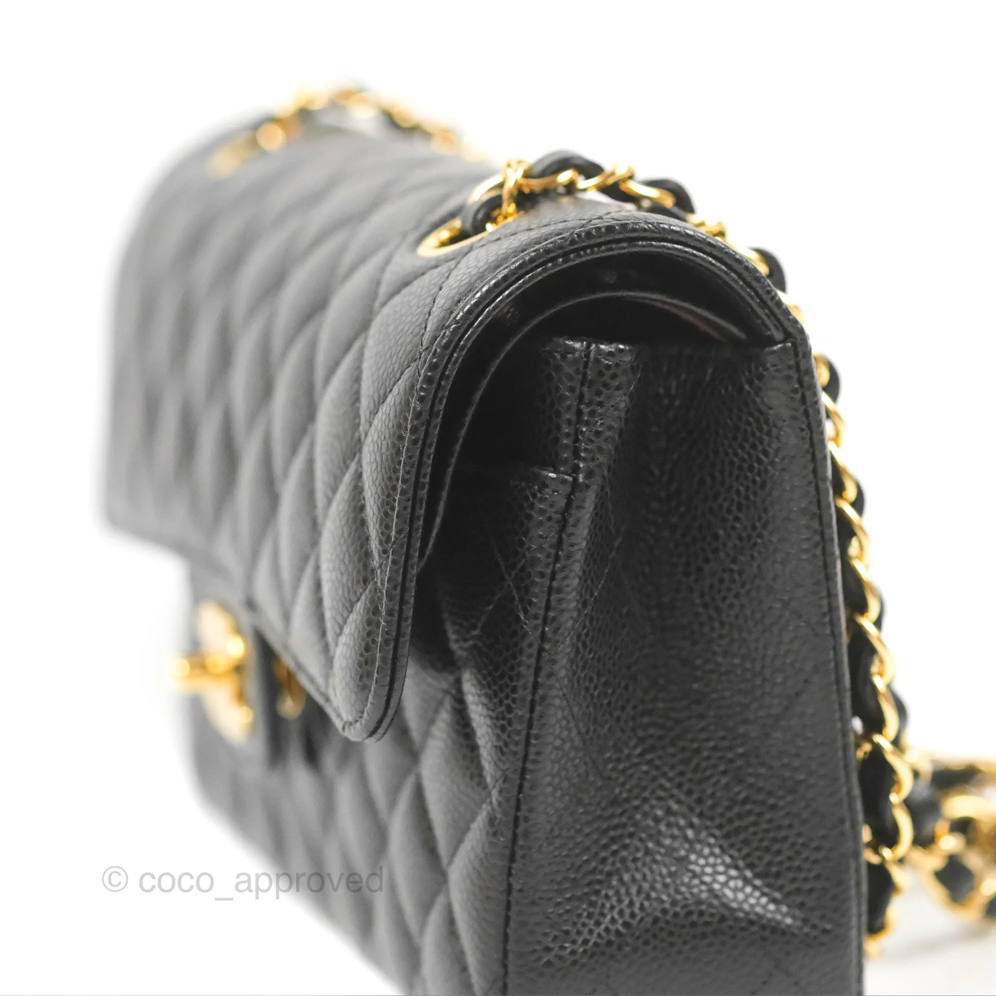 Chanel Small Classic Quilted Flap Black Caviar Gold Hardware