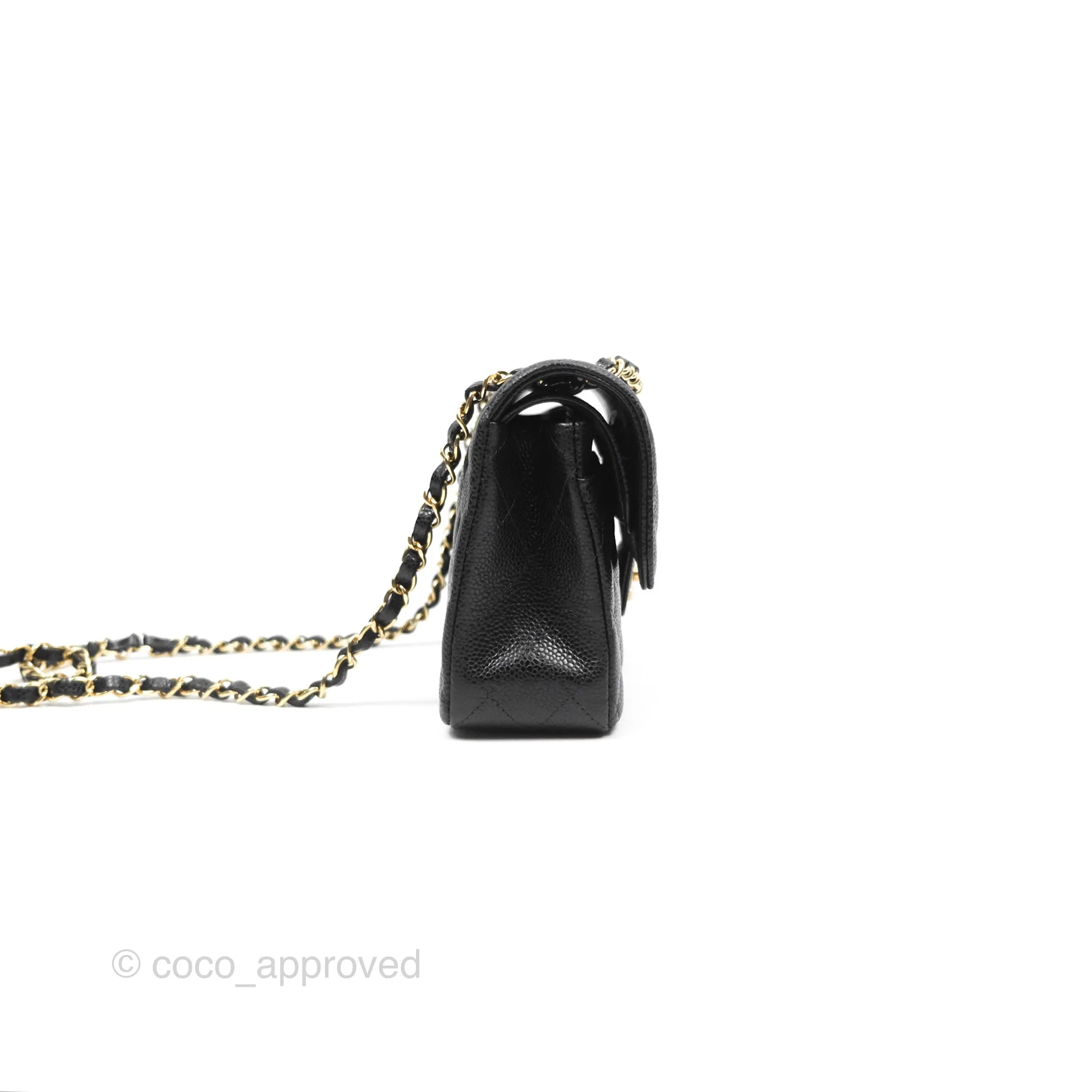 Chanel Small Classic Quilted Flap Black Caviar Gold Hardware