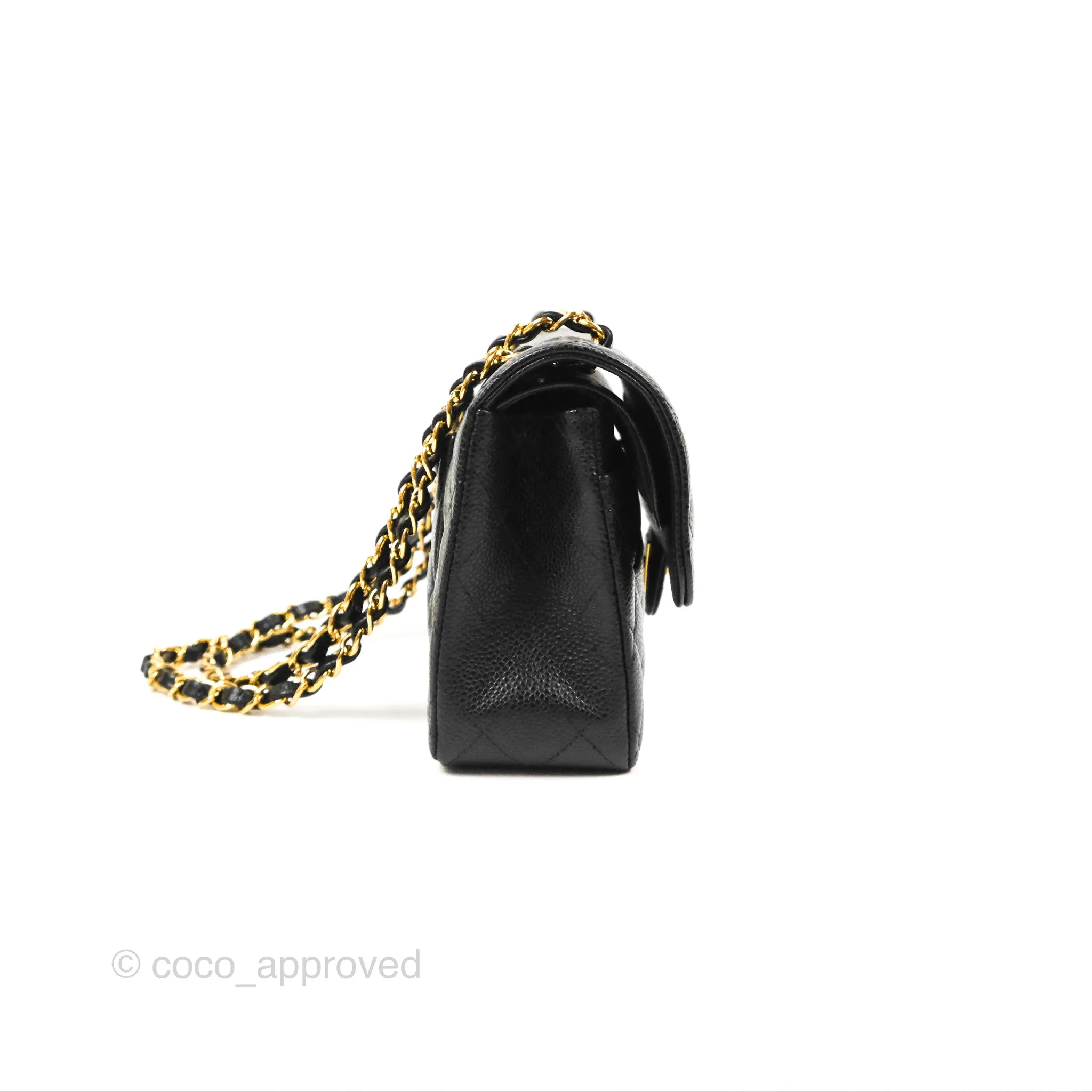 Chanel Small Classic Quilted Flap Black Caviar Gold Hardware