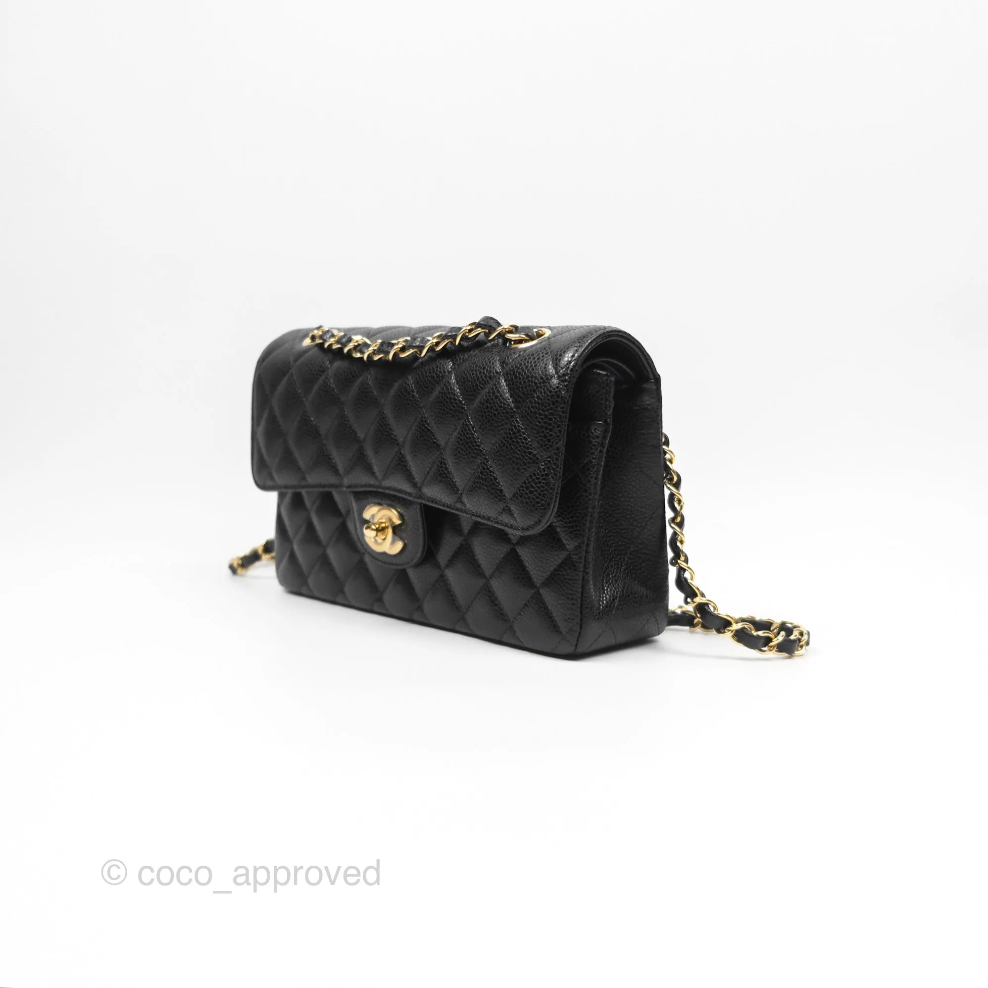 Chanel Small Classic Quilted Flap Black Caviar Gold Hardware