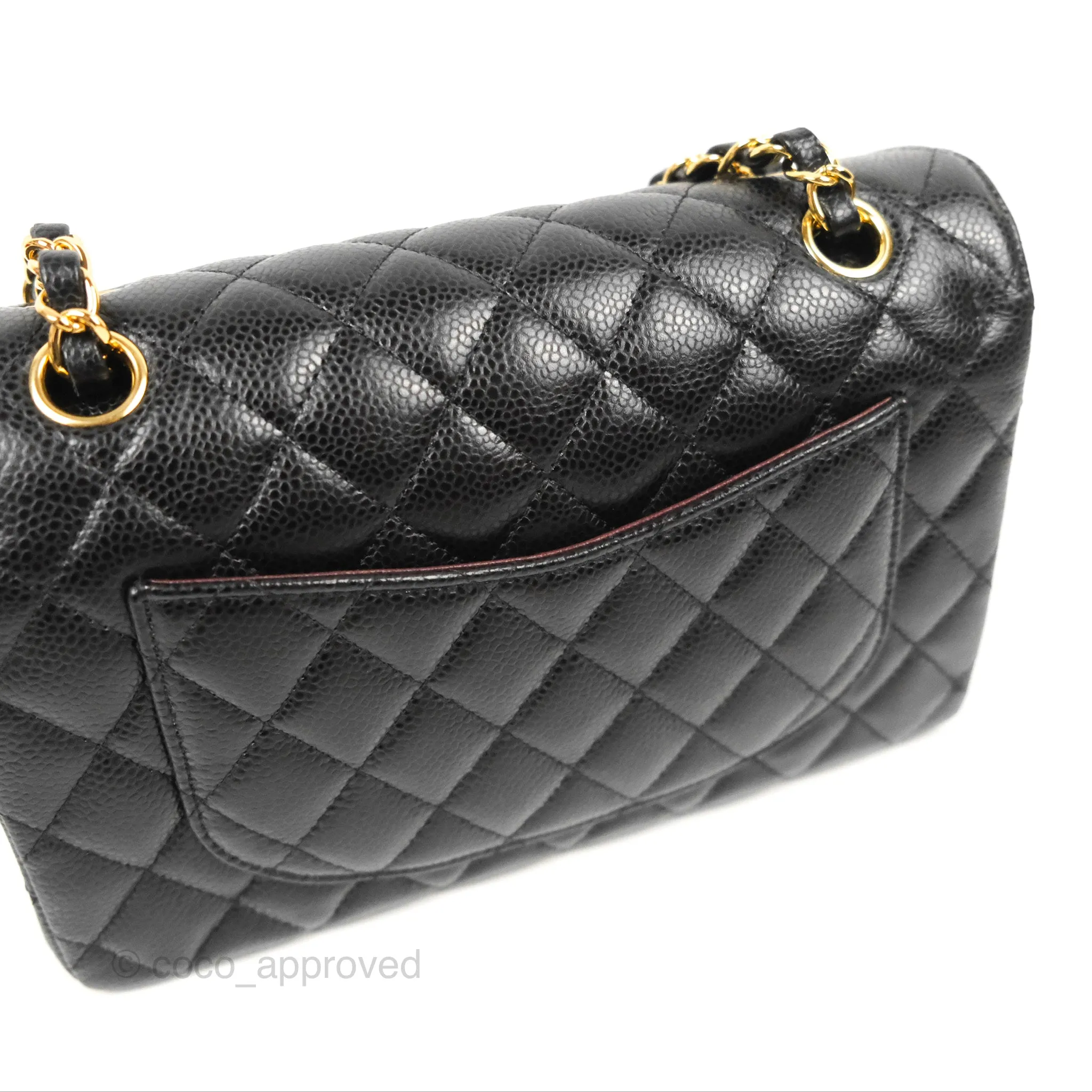 Chanel Small Classic Quilted Flap Black Caviar Gold Hardware