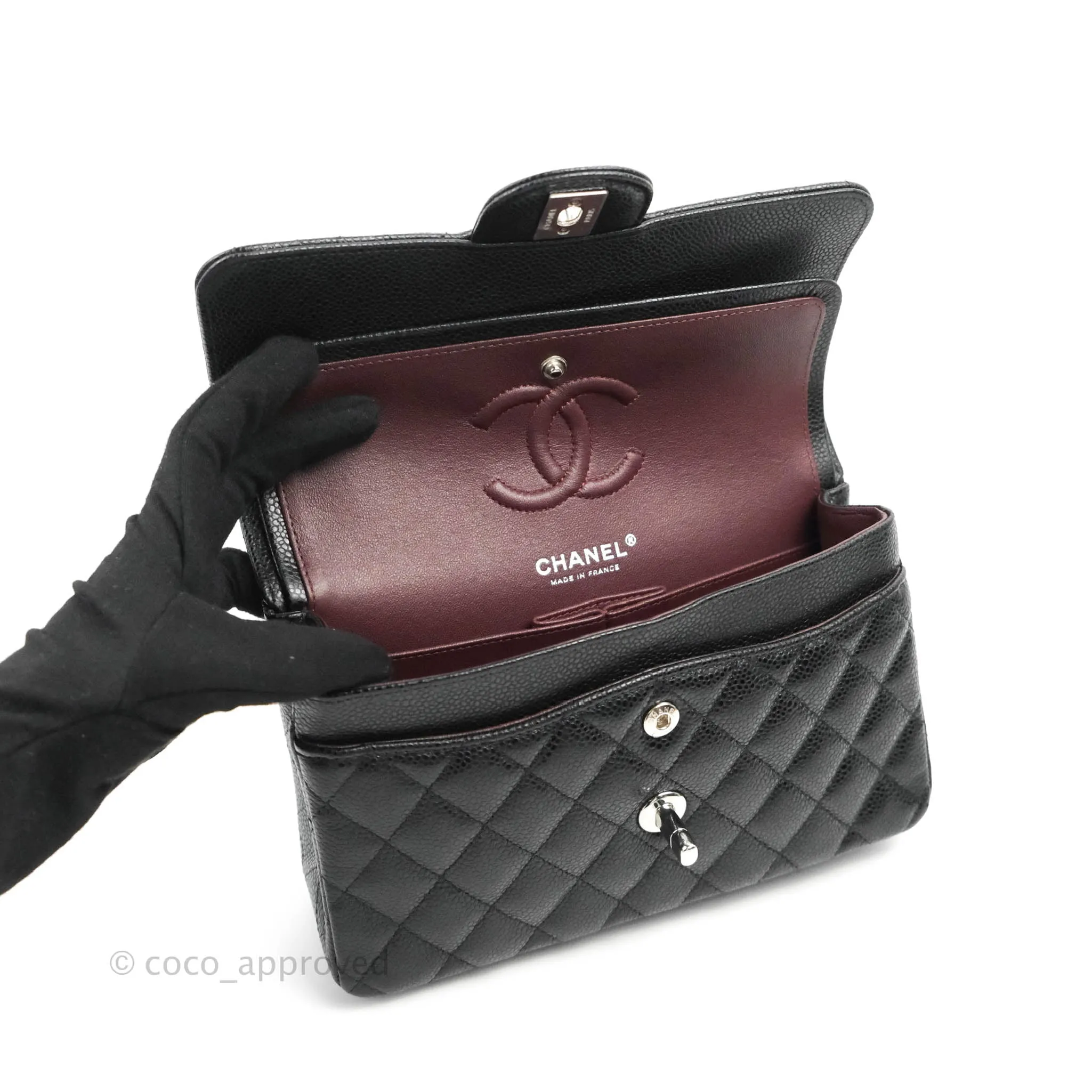 Chanel Small Classic Quilted Flap Black Caviar Silver Hardware
