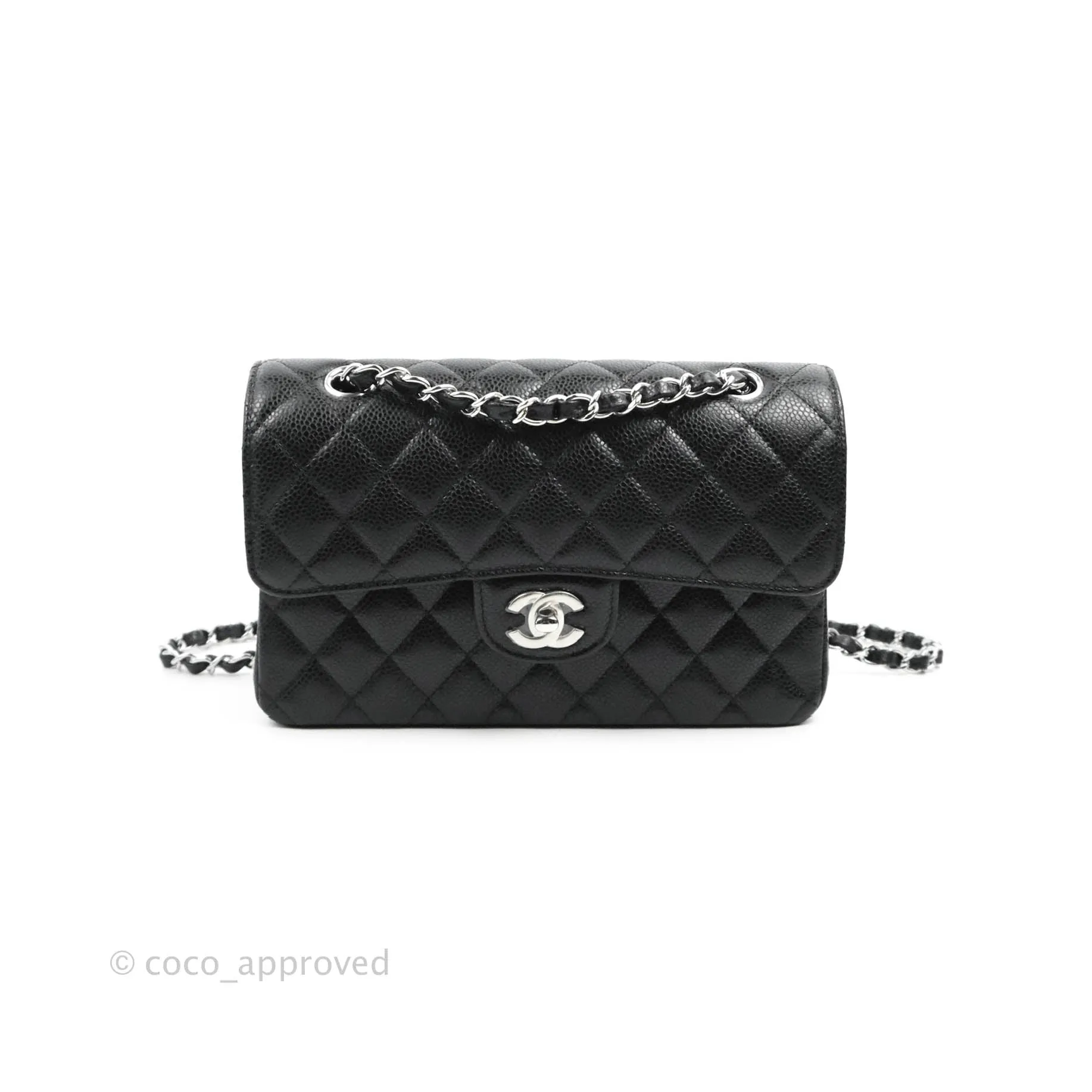 Chanel Small Classic Quilted Flap Black Caviar Silver Hardware