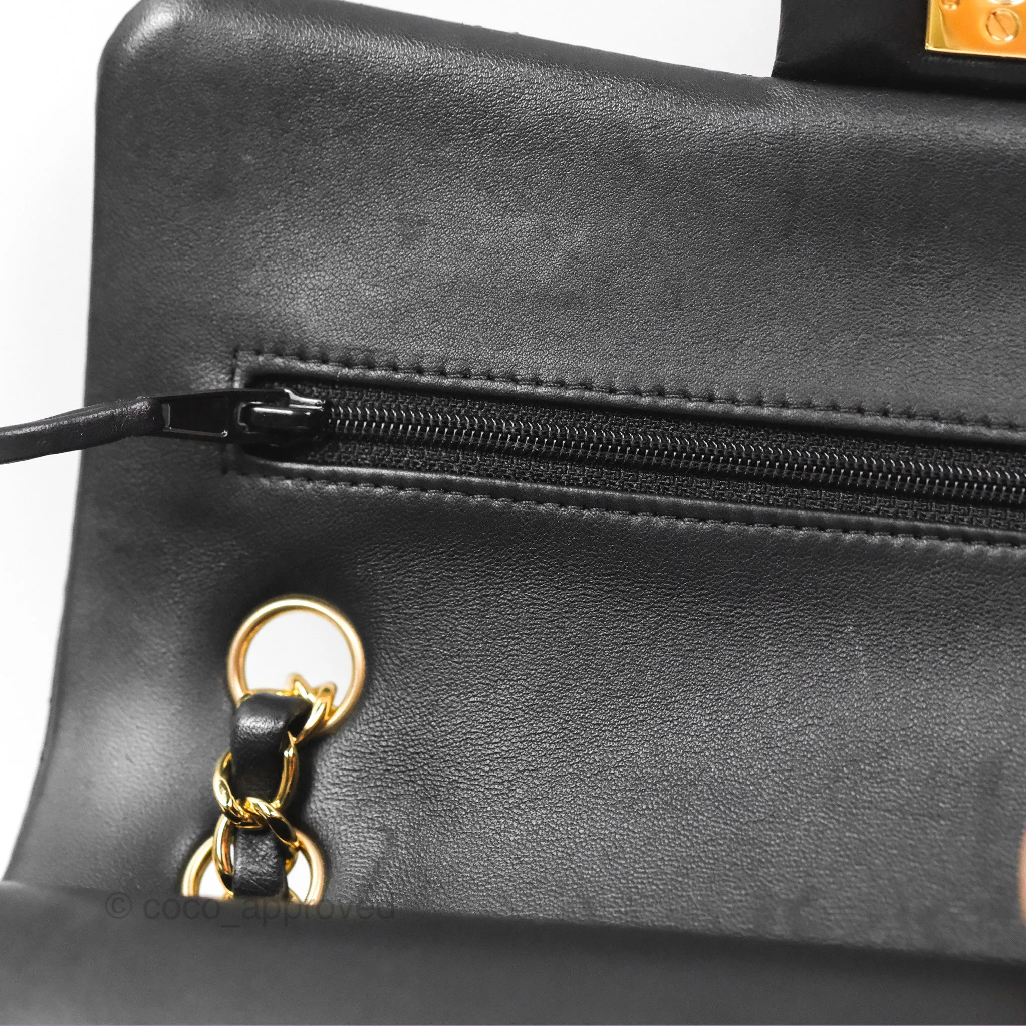 Chanel Small Classic Quilted Flap Black Lambskin Gold Hardware