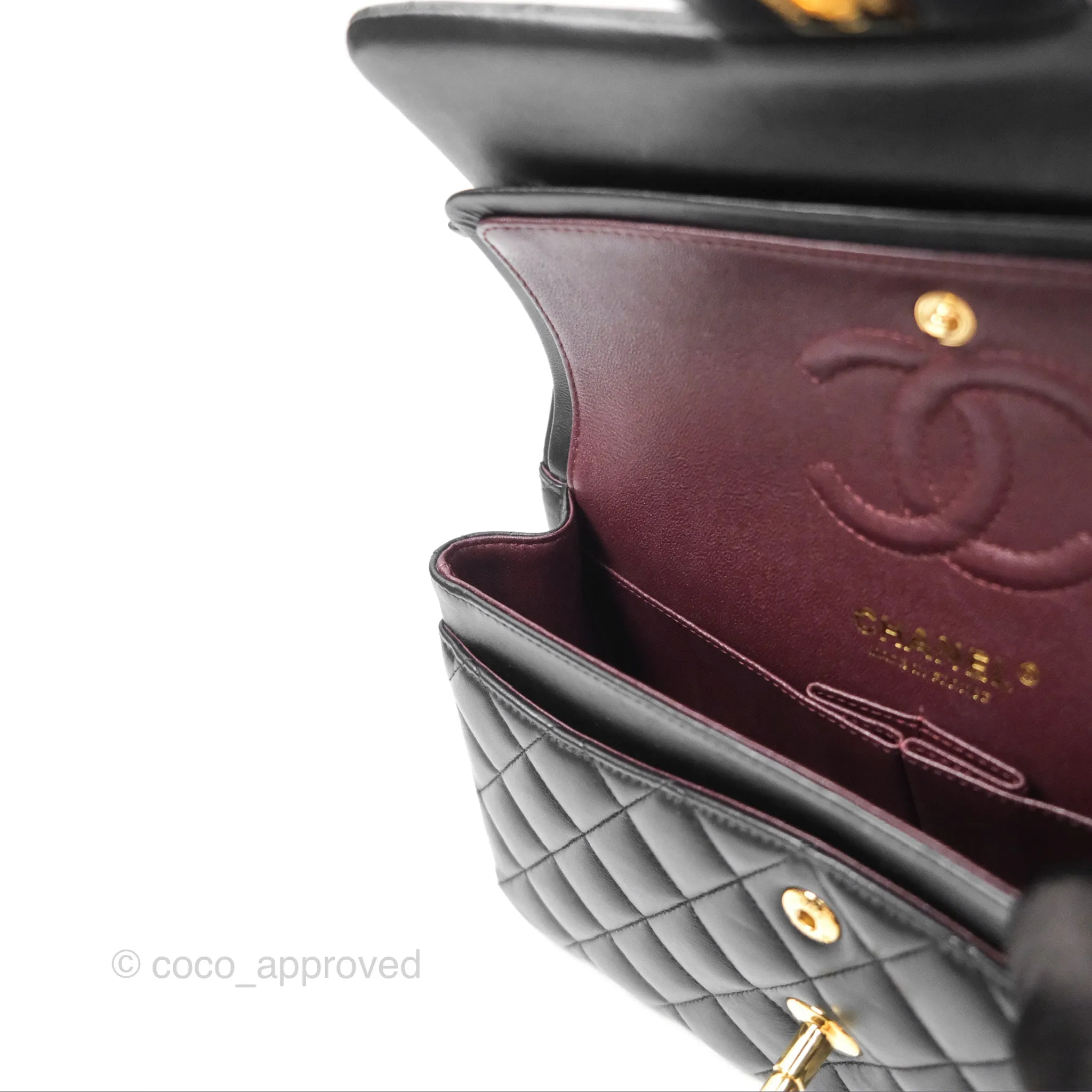 Chanel Small Classic Quilted Flap Black Lambskin Gold Hardware