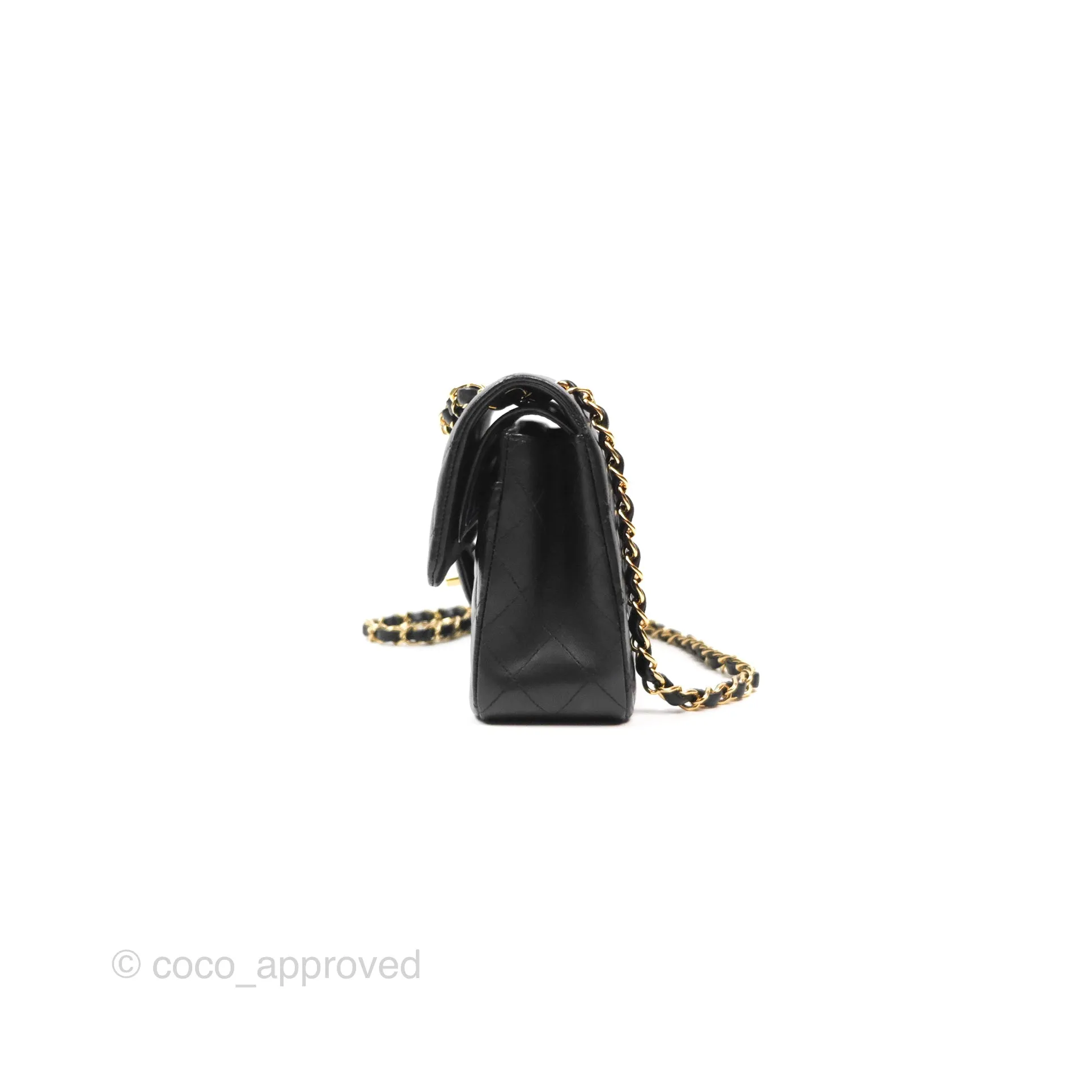 Chanel Small Classic Quilted Flap Black Lambskin Gold Hardware