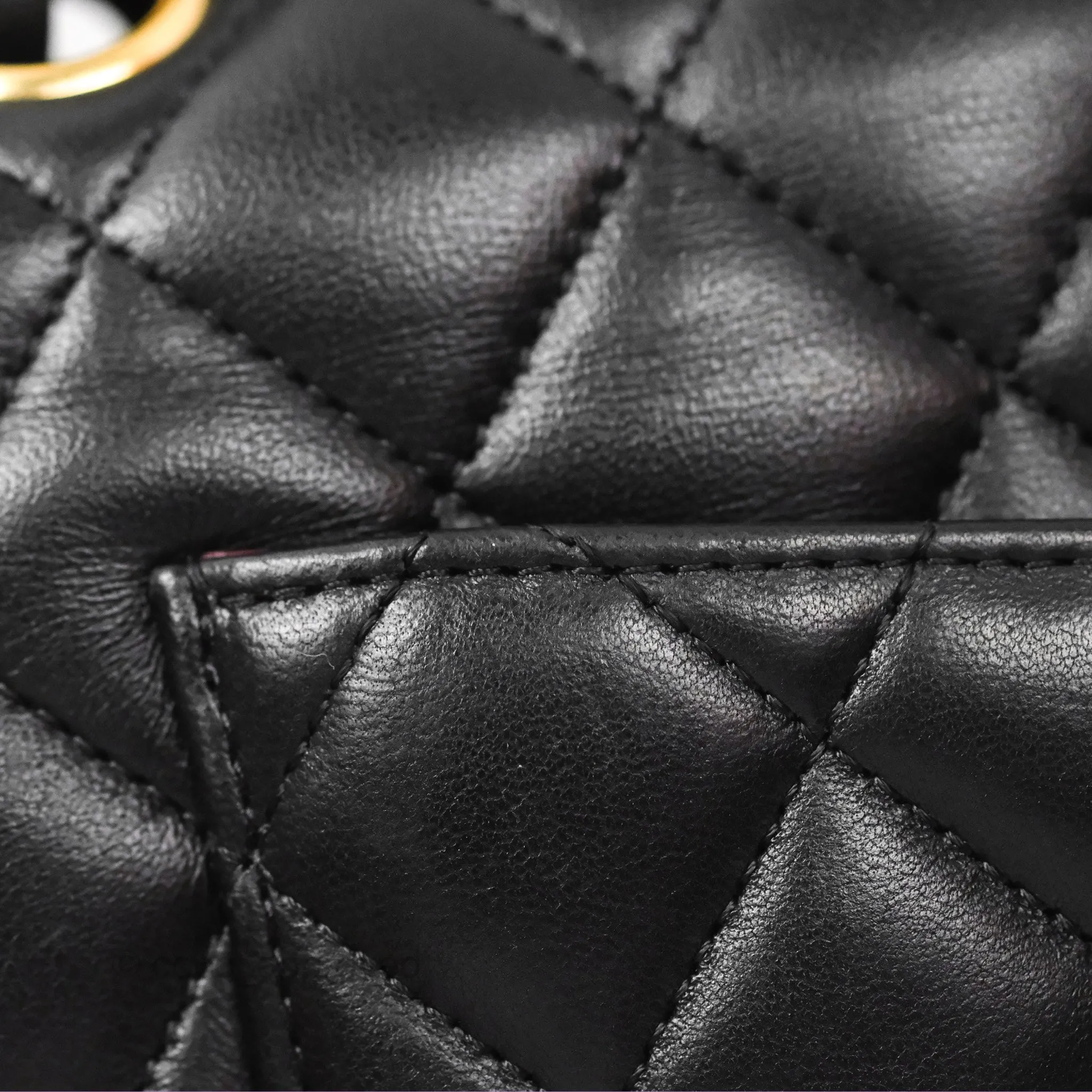 Chanel Small Classic Quilted Flap Black Lambskin Gold Hardware