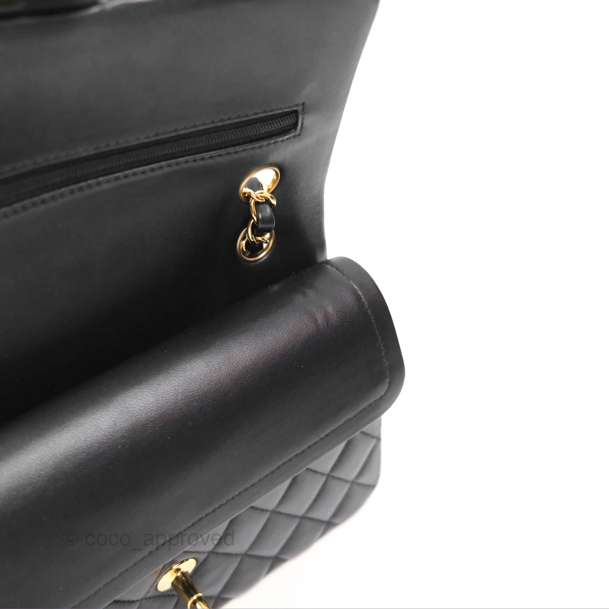 Chanel Small Classic Quilted Flap Black Lambskin Gold Hardware