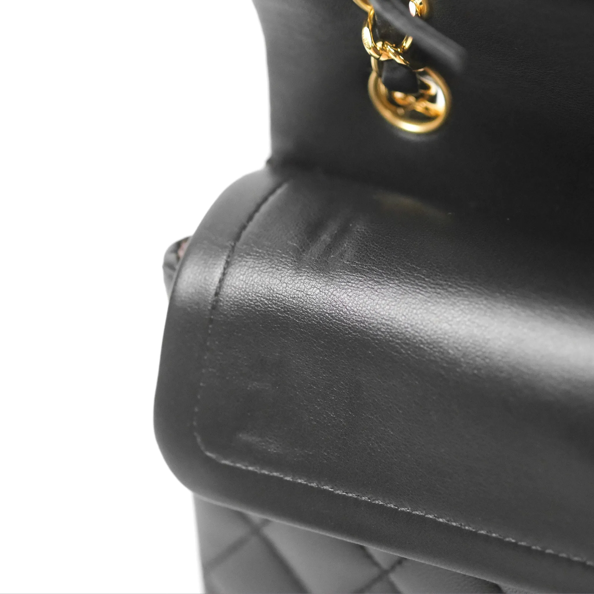 Chanel Small Classic Quilted Flap Black Lambskin Gold Hardware