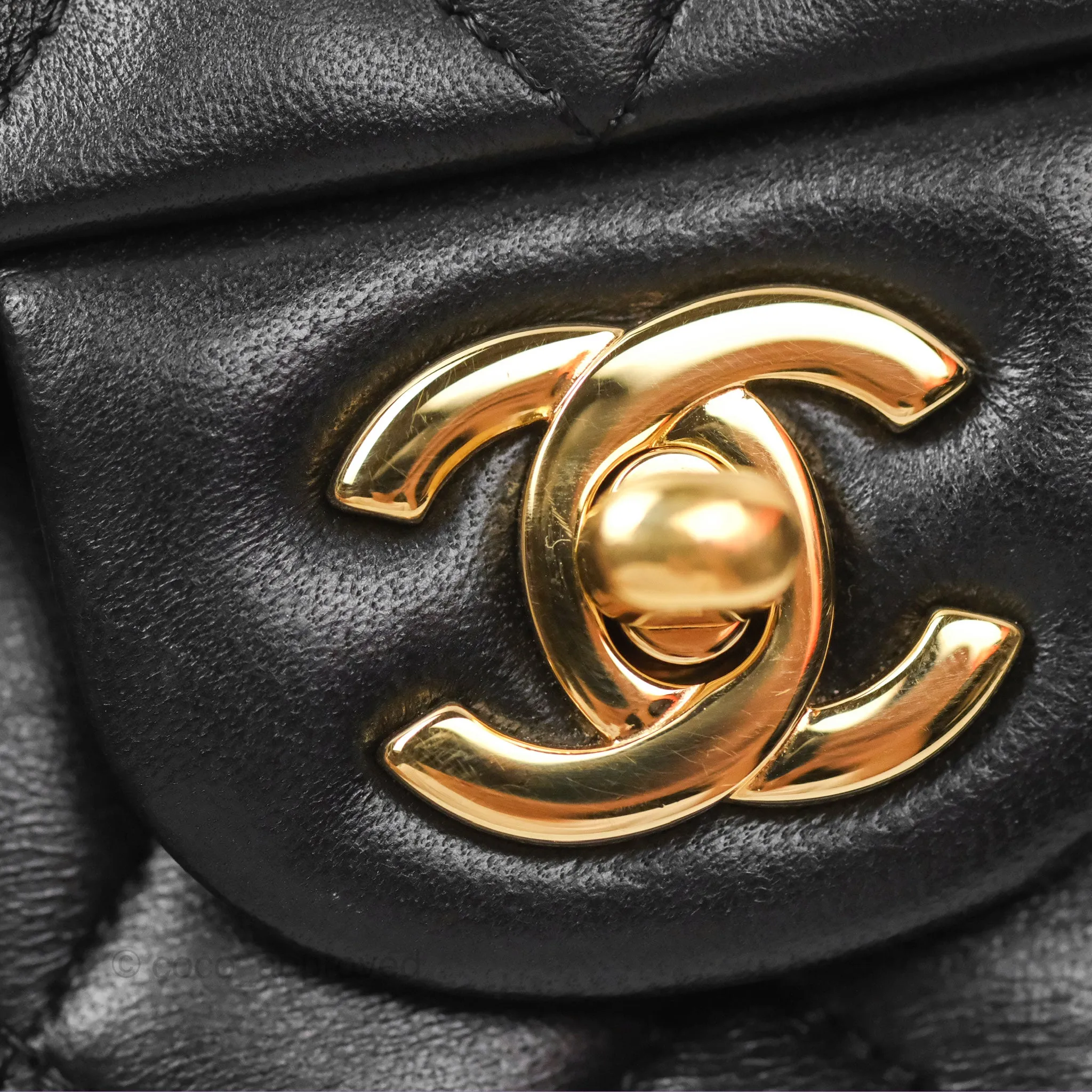 Chanel Small Classic Quilted Flap Black Lambskin Gold Hardware
