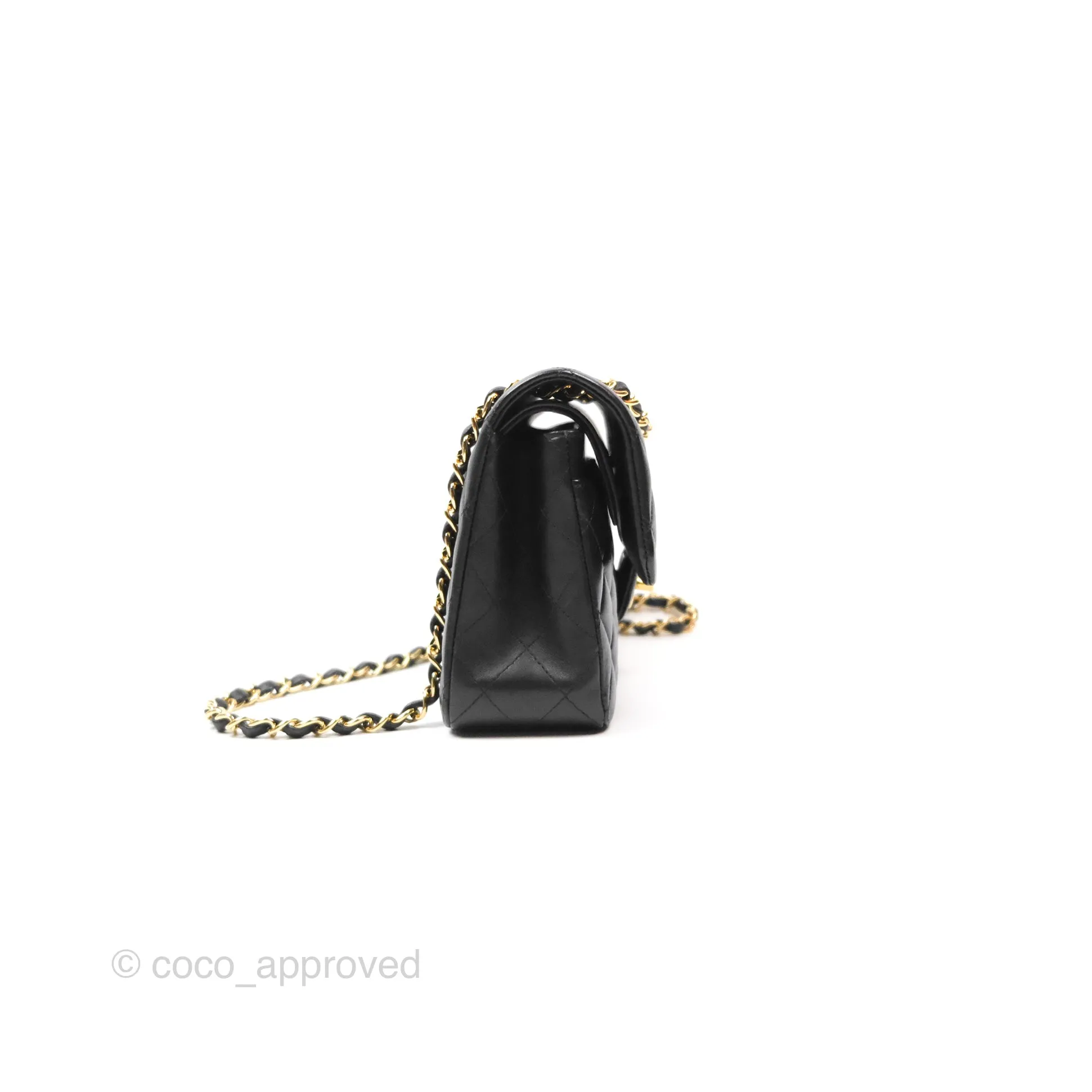Chanel Small Classic Quilted Flap Black Lambskin Gold Hardware